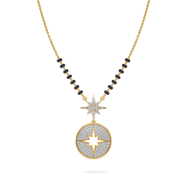 Arzoo Diamond Mangalsutra Customizable modern mangalsutra handmade in 18 karat yellow gold front view