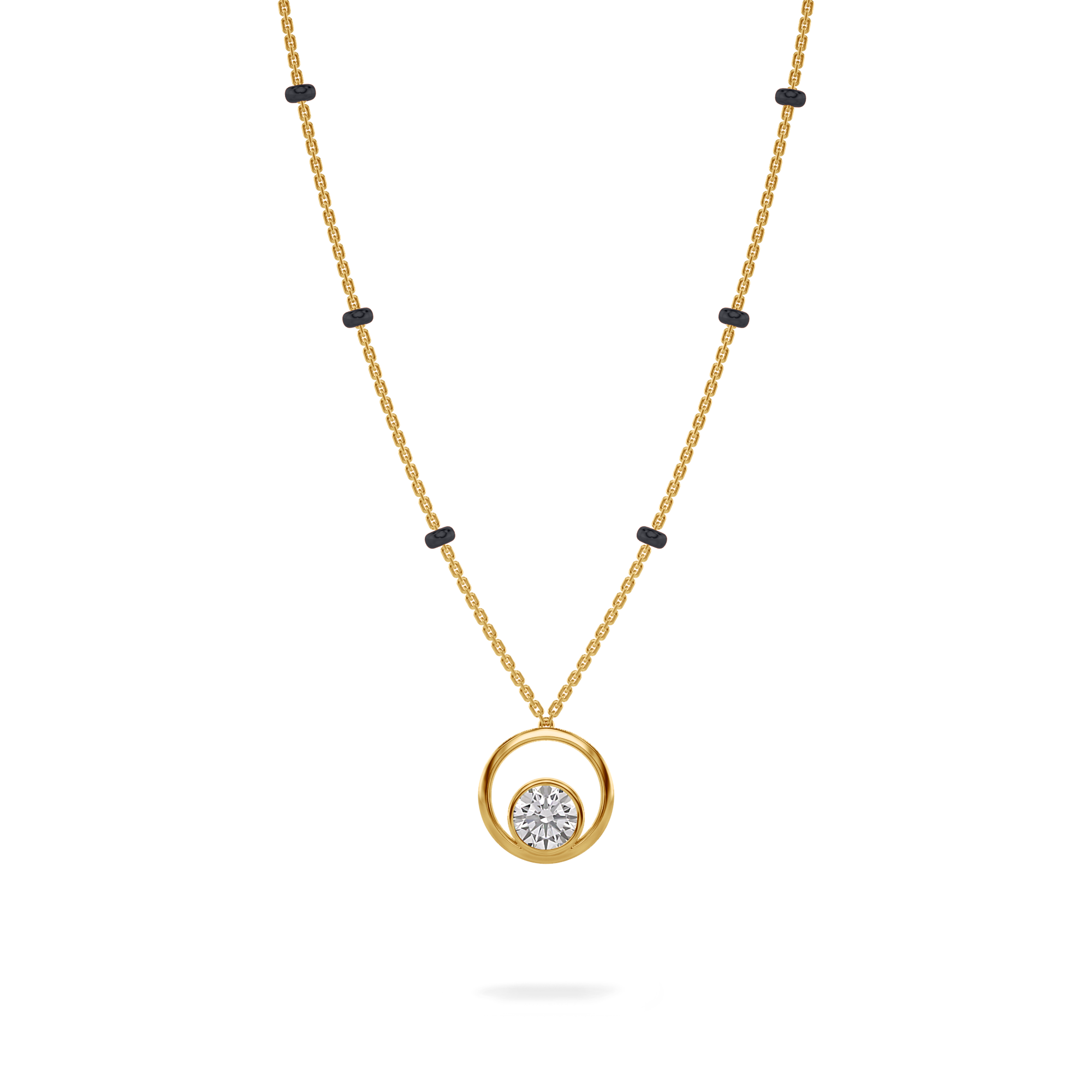 Akira Diamond Mangalsutra Customizable modern mangalsutra handmade in 18 karat yellow gold front view