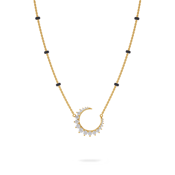 Anaya Diamond Mangalsutra Customizable modern mangalsutra handmade in 18 karat yellow gold front view