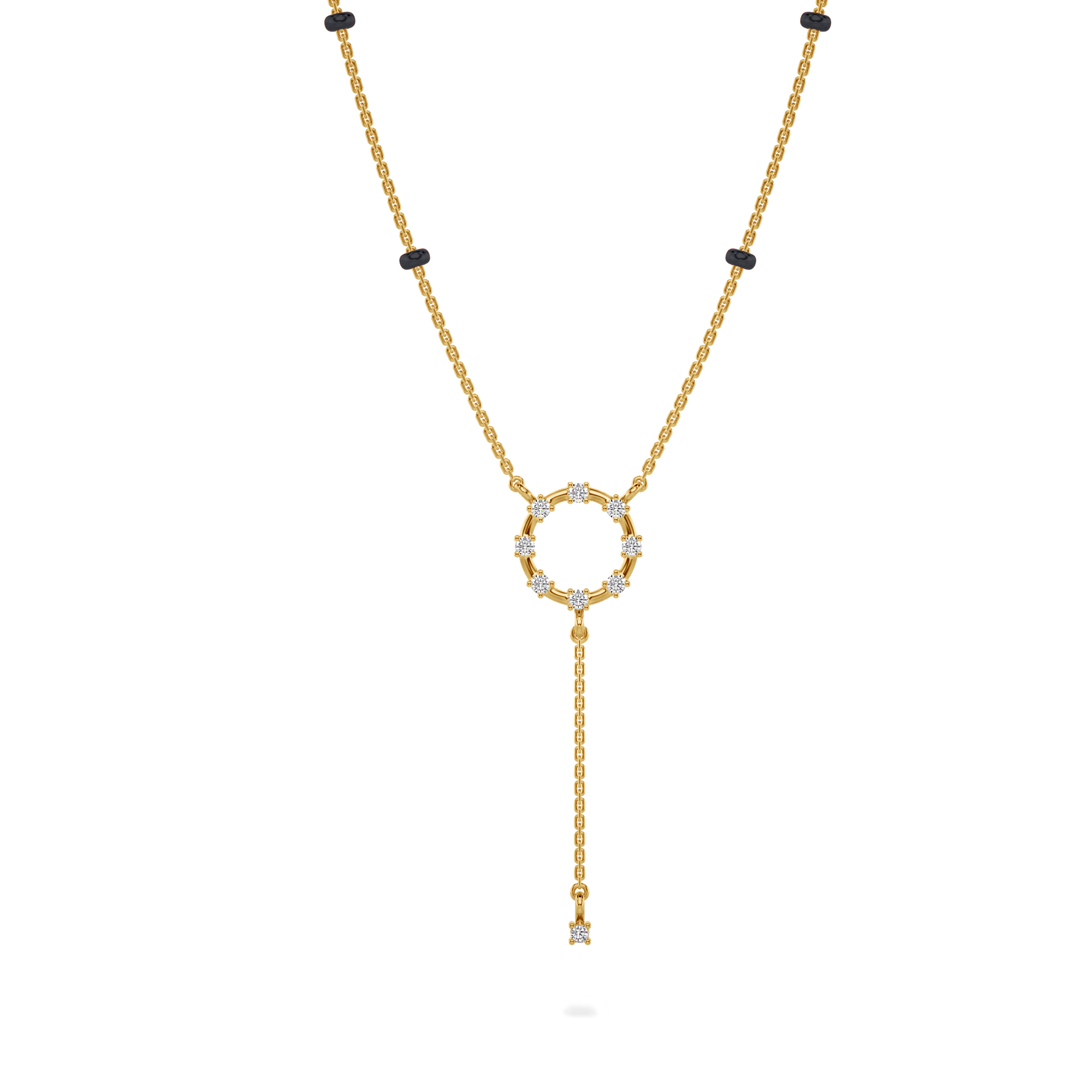 Danvi Diamond Mangalsutra Customizable modern mangalsutra handmade in 18 karat yellow gold front view