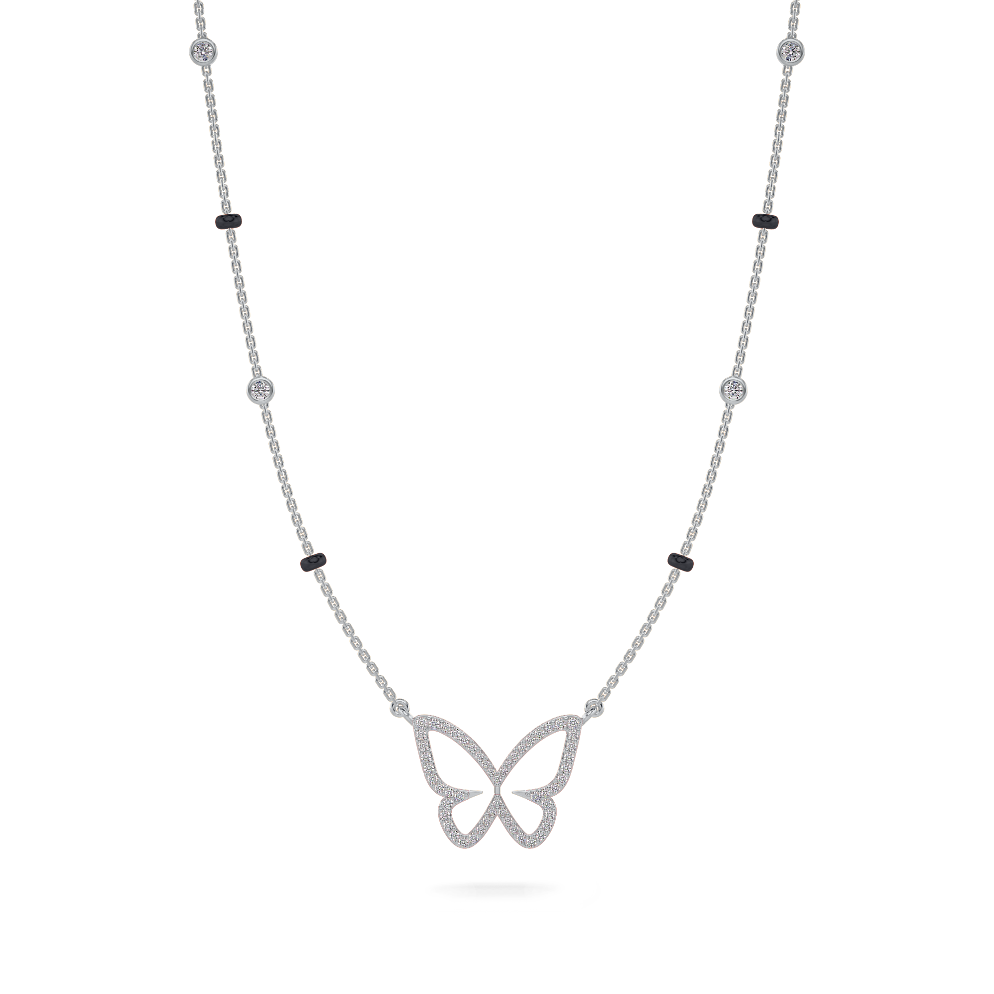 Kajol Diamond Mangalsutra Customizable modern mangalsutra handmade in 18 karat white gold front view