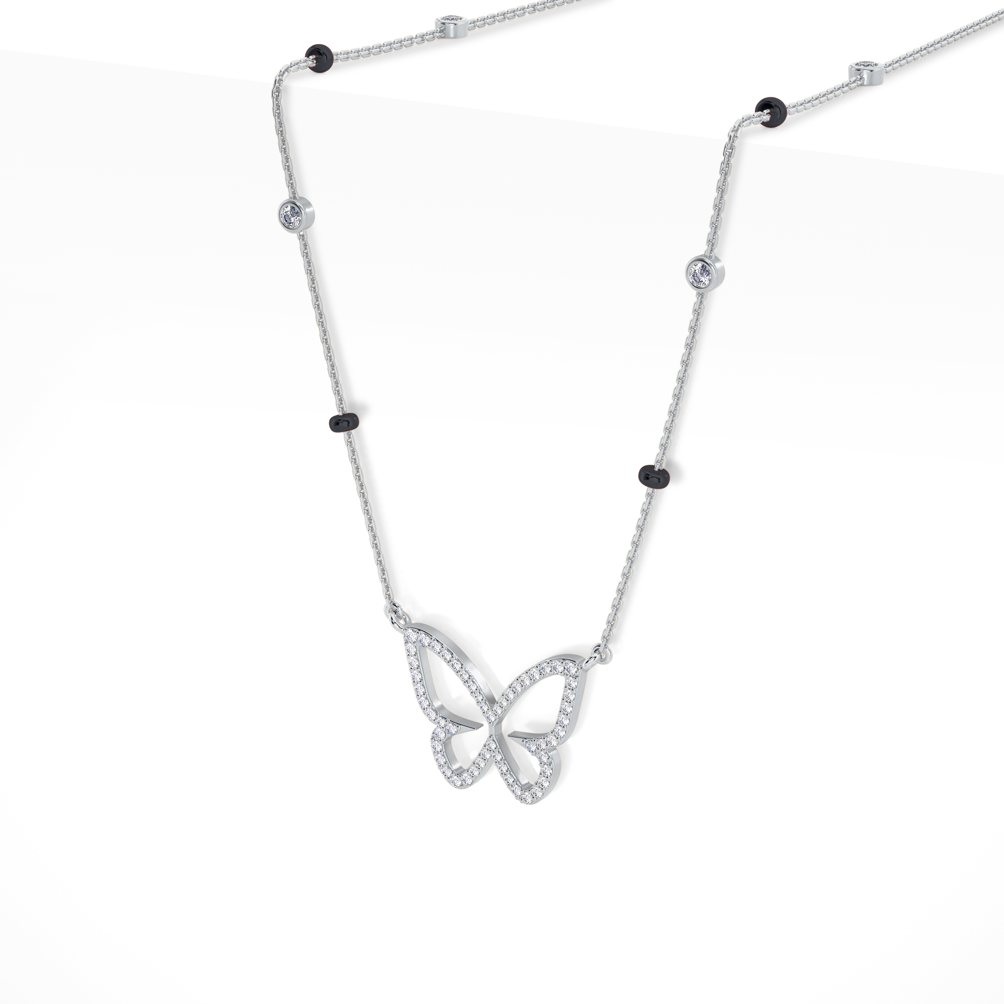 Kajol Diamond Mangalsutra Customizable modern mangalsutra handmade in 18 karat white gold side view