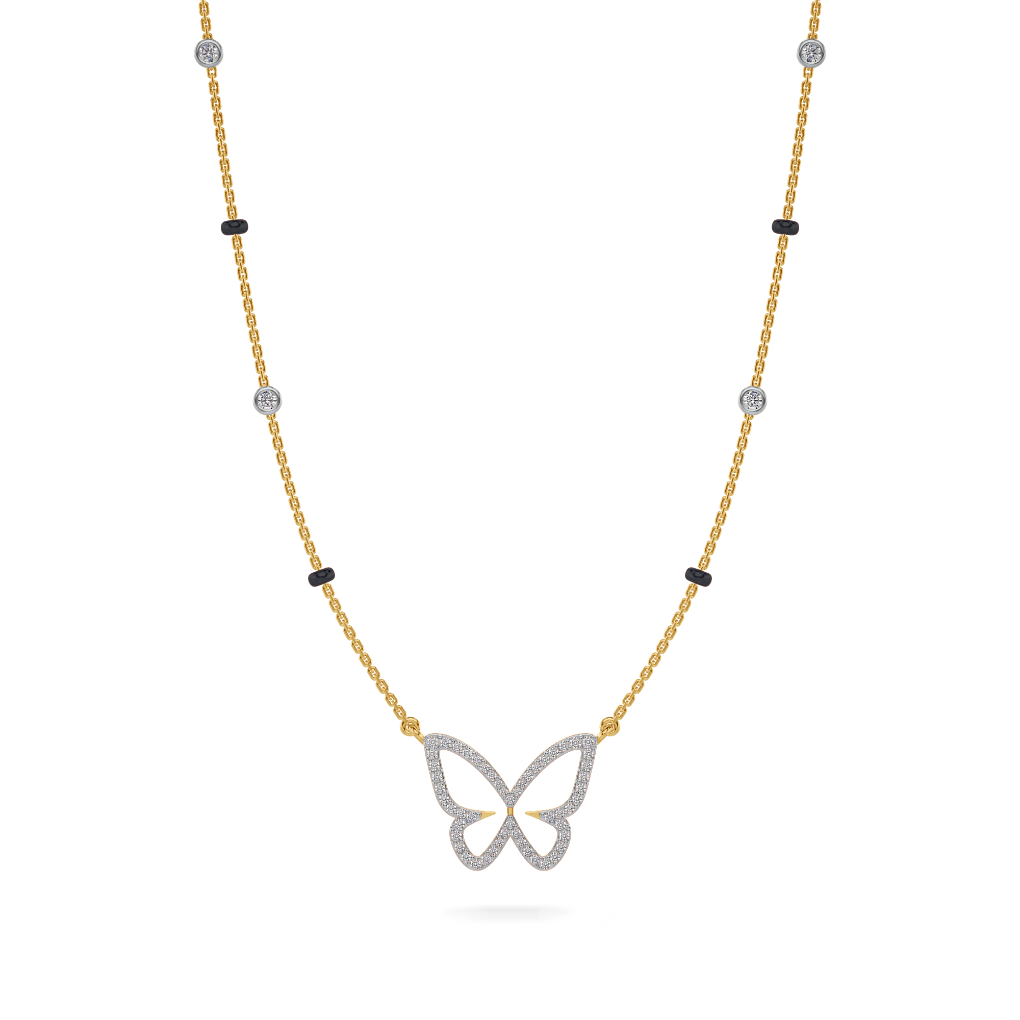 Kajol Diamond Mangalsutra Customizable modern mangalsutra handmade in 18 karat yellow gold front view