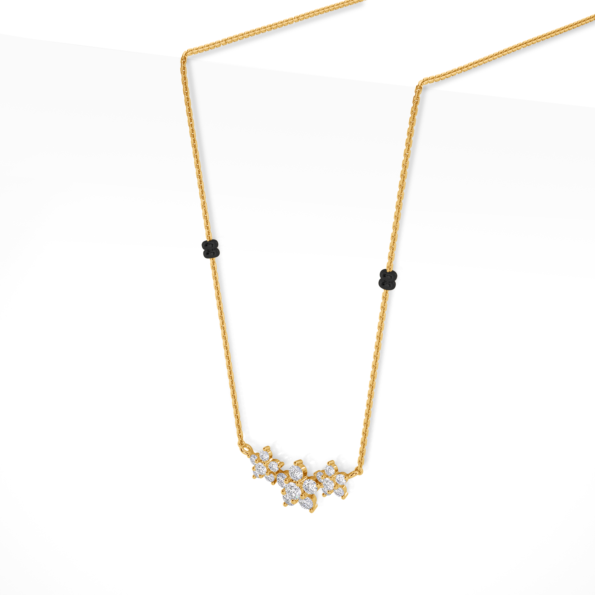 Kiran Diamond Mangalsutra Customizable modern mangalsutra handmade in 18 karat yellow gold side view