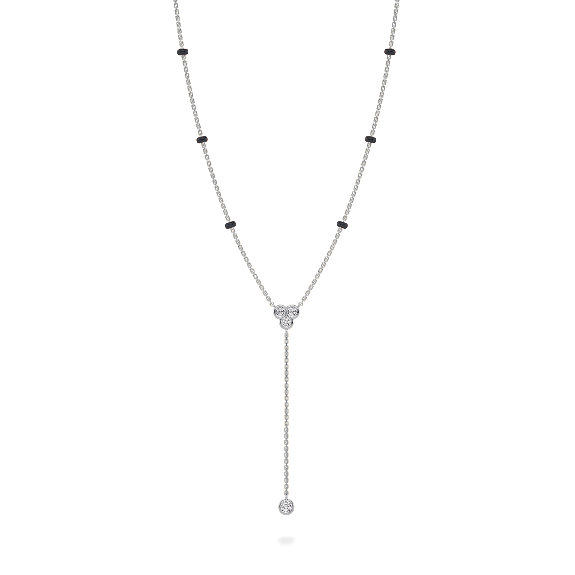 Lira Diamond Mangalsutra Customizable modern mangalsutra handmade in 18 karat white gold front view