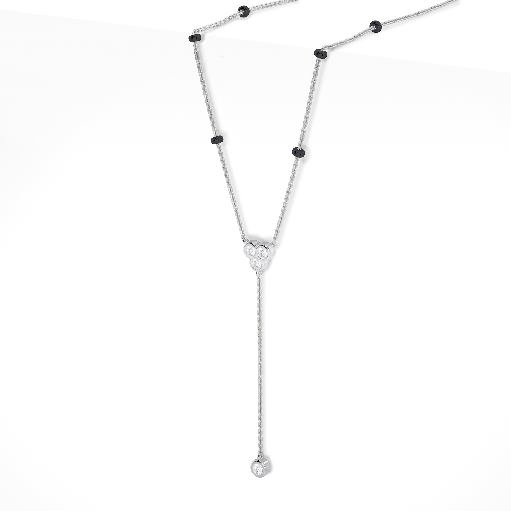 Lira Diamond Mangalsutra Customizable modern mangalsutra handmade in 18 karat white gold side view