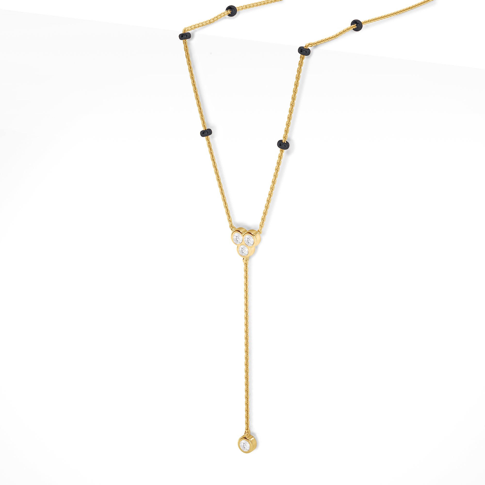 Lira Diamond Mangalsutra Customizable modern mangalsutra handmade in 18 karat yellow gold side view