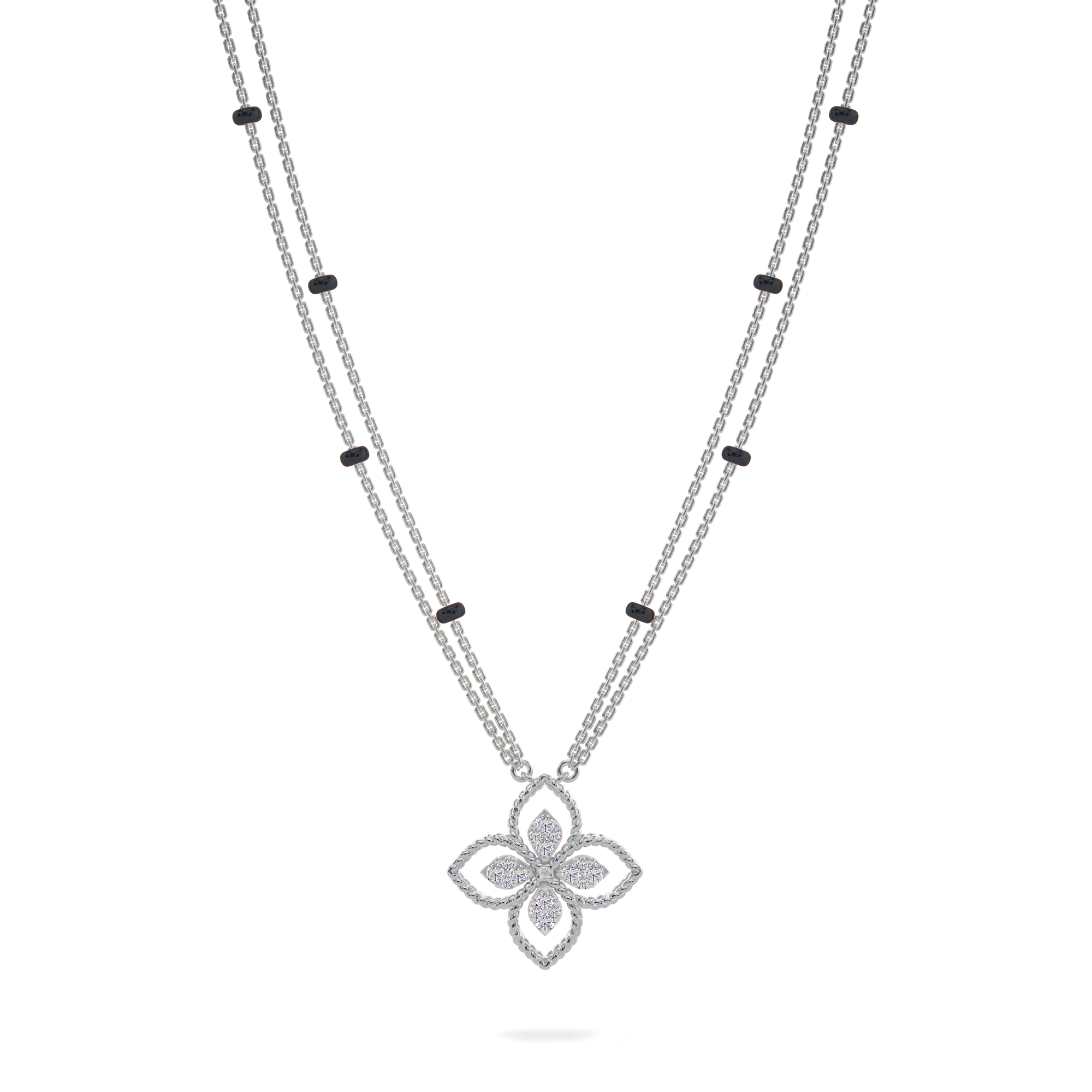 Manali Diamond Mangalsutra Customizable modern mangalsutra handmade in 18 karat white gold front view