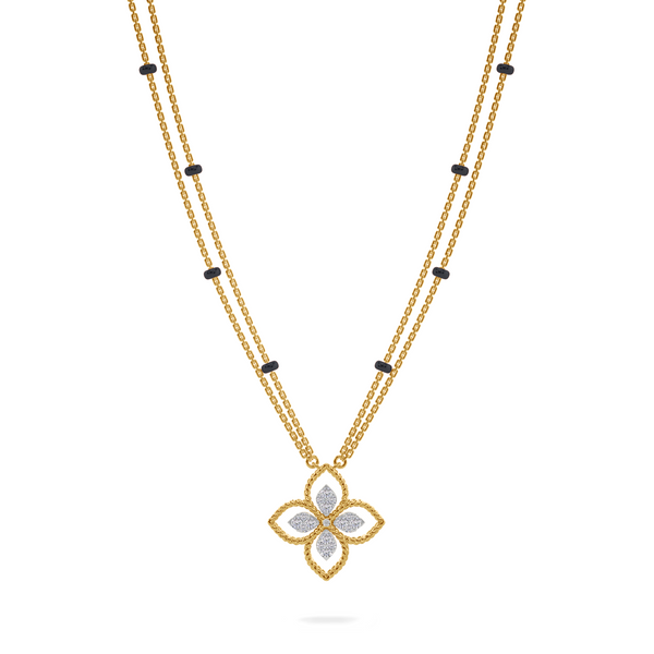 Manali Diamond Mangalsutra Customizable modern mangalsutra handmade in 18 karat yellow gold front view