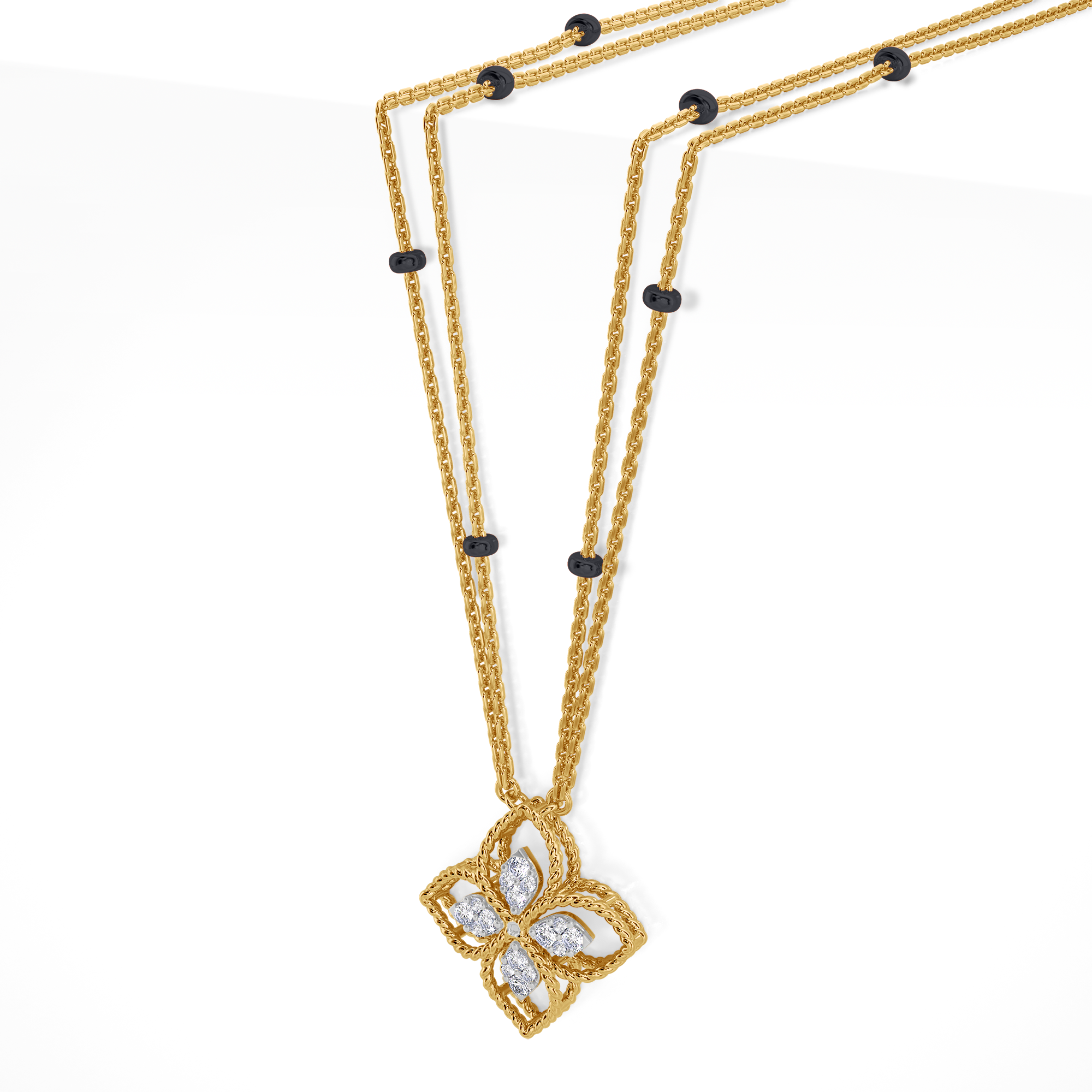 Manali Diamond Mangalsutra Customizable modern mangalsutra handmade in 18 karat yellow gold side view