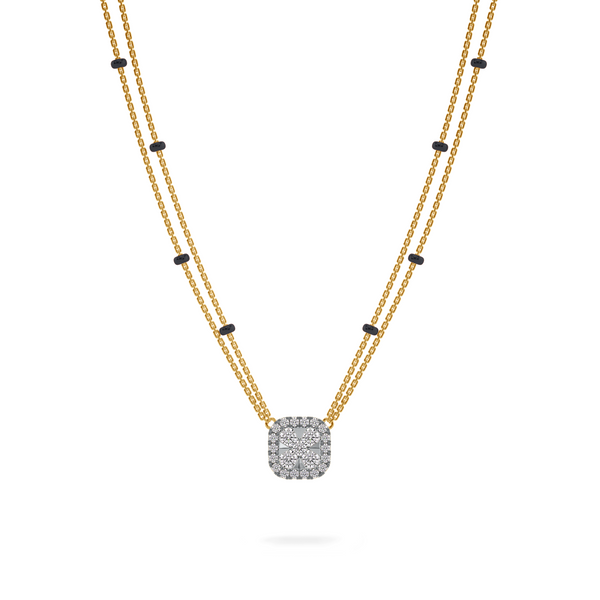 Mihika Diamond Mangalsutra Customizable modern mangalsutra handmade in 18 karat yellow gold front view