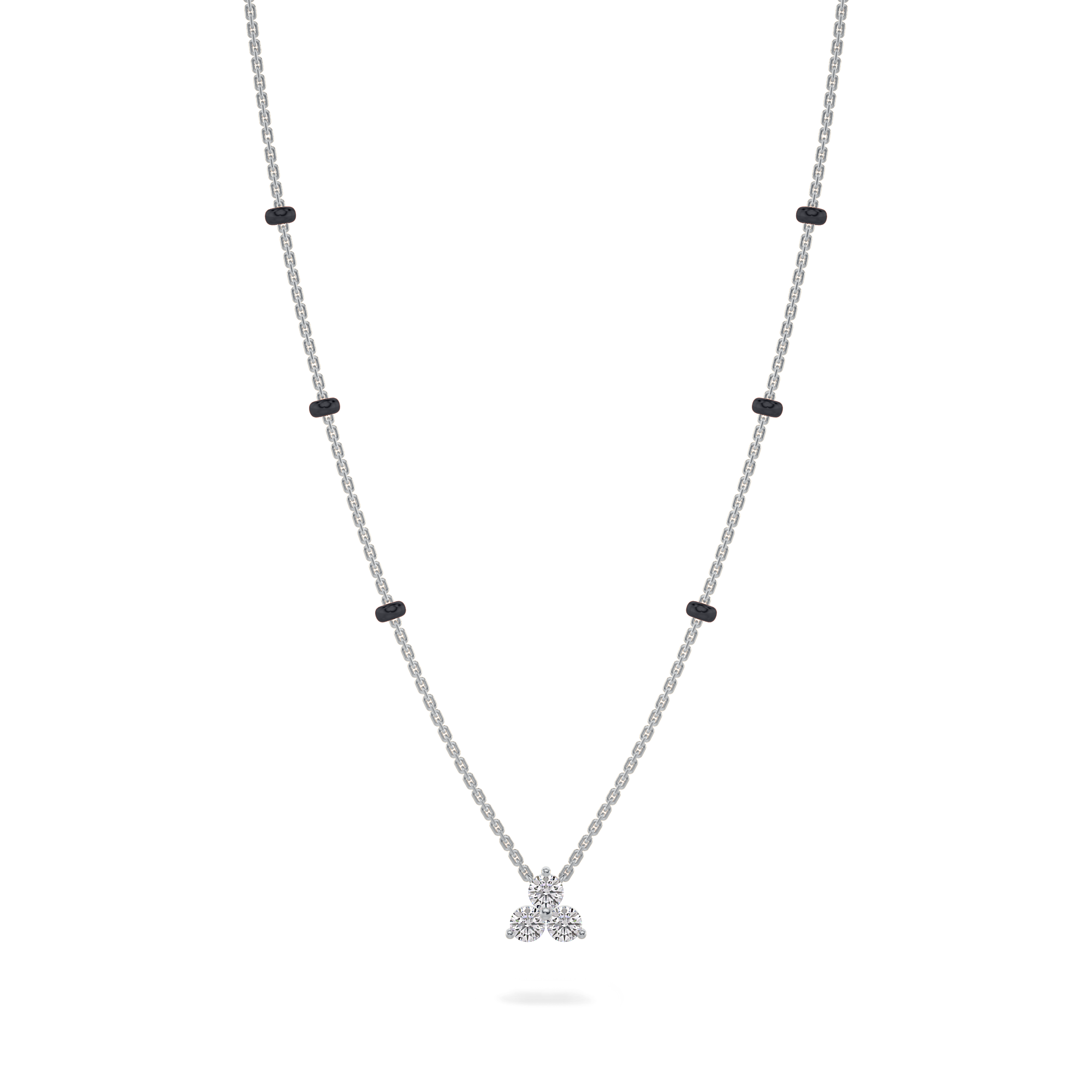 Mila Diamond Mangalsutra Customizable modern mangalsutra handmade in 18 karat white gold front view