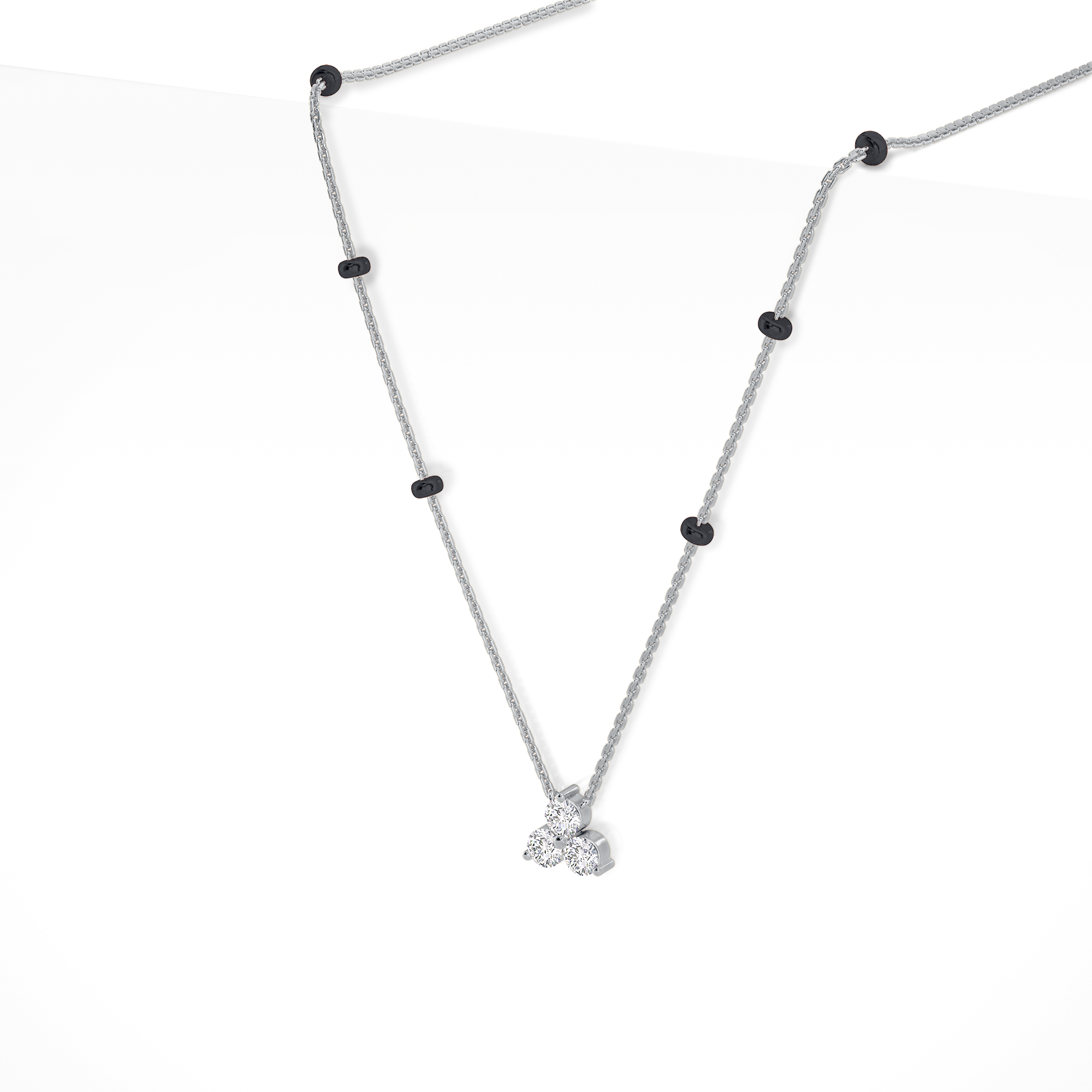 Mila Diamond Mangalsutra Customizable modern mangalsutra handmade in 18 karat white gold side view