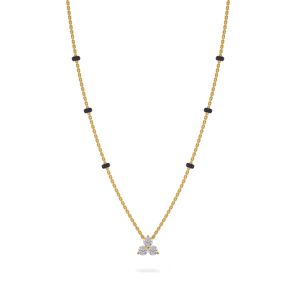 Mila Diamond Mangalsutra Customizable modern mangalsutra handmade in 18 karat yellow gold front view