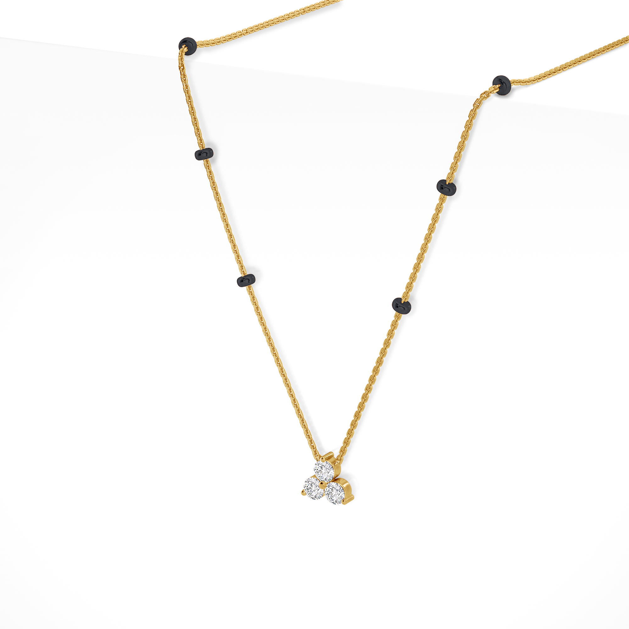 Mila Diamond Mangalsutra Customizable modern mangalsutra handmade in 18 karat yellow gold side view