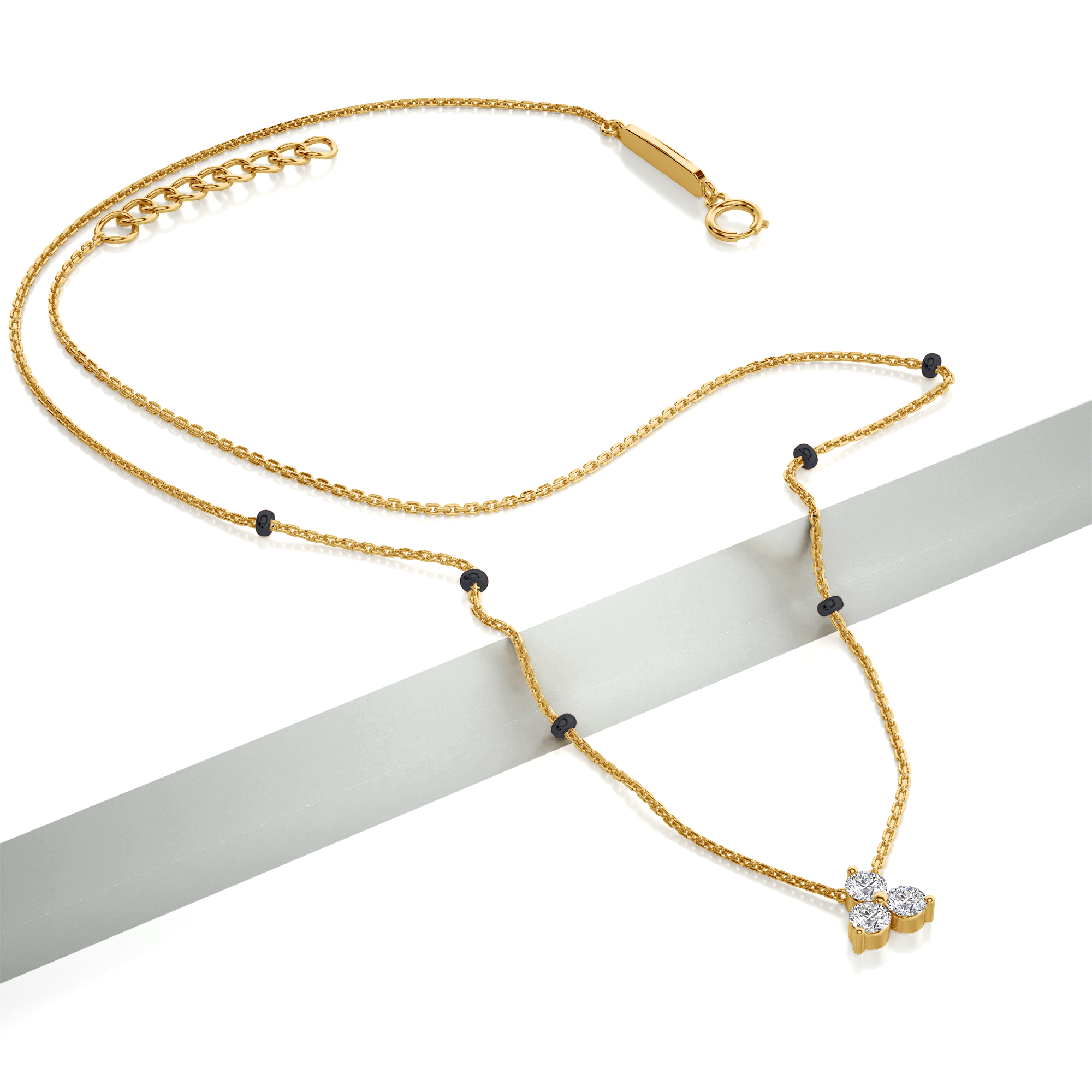 Mila Diamond Mangalsutra Customizable modern mangalsutra handmade in 18 karat yellow gold top view