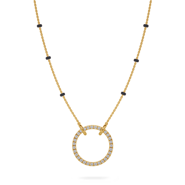 Miraya Diamond Mangalsutra Customizable modern mangalsutra handmade in 18 karat yellow gold front view