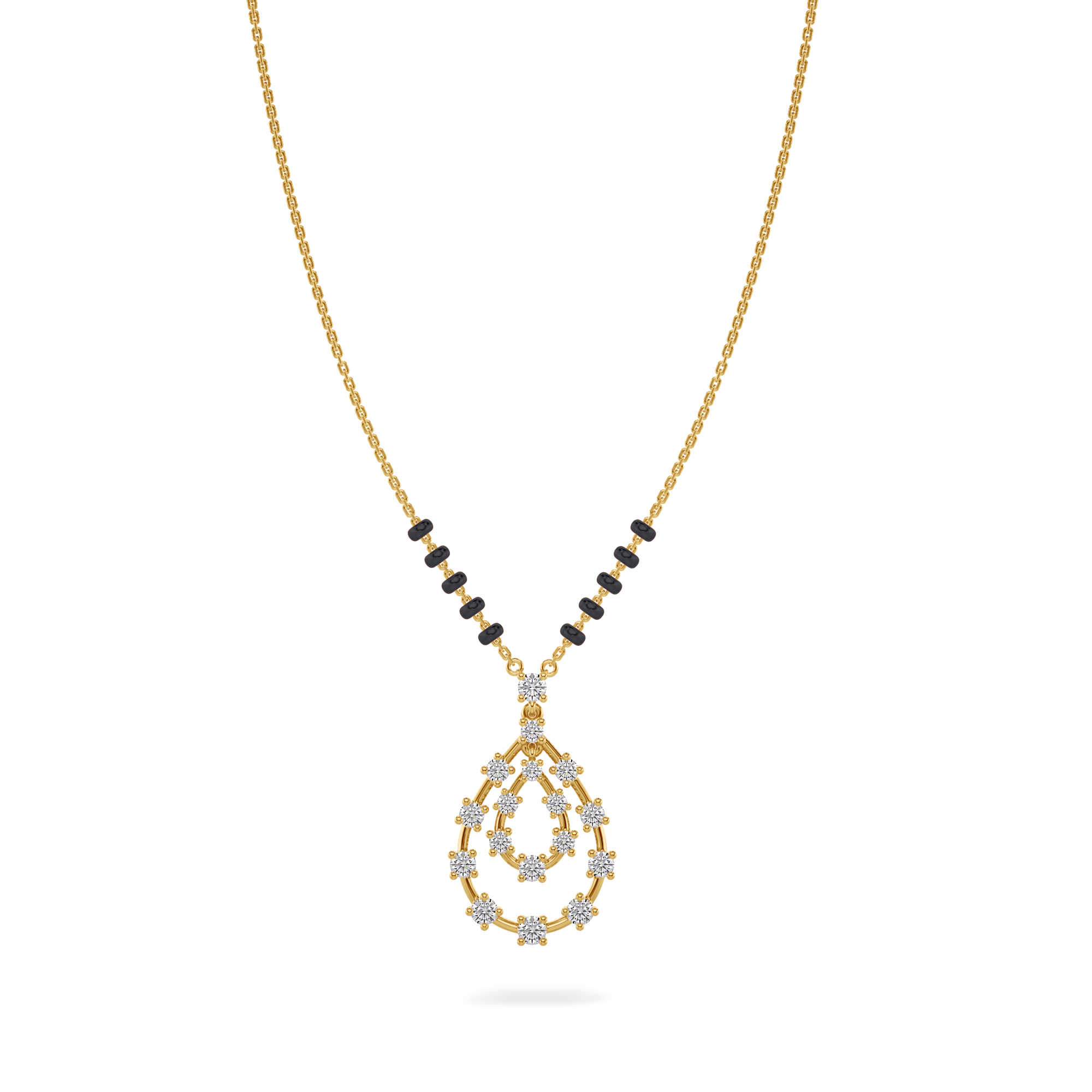 isha Diamond Mangalsutra Customizable modern mangalsutra handmade in 18 karat yellow gold front view