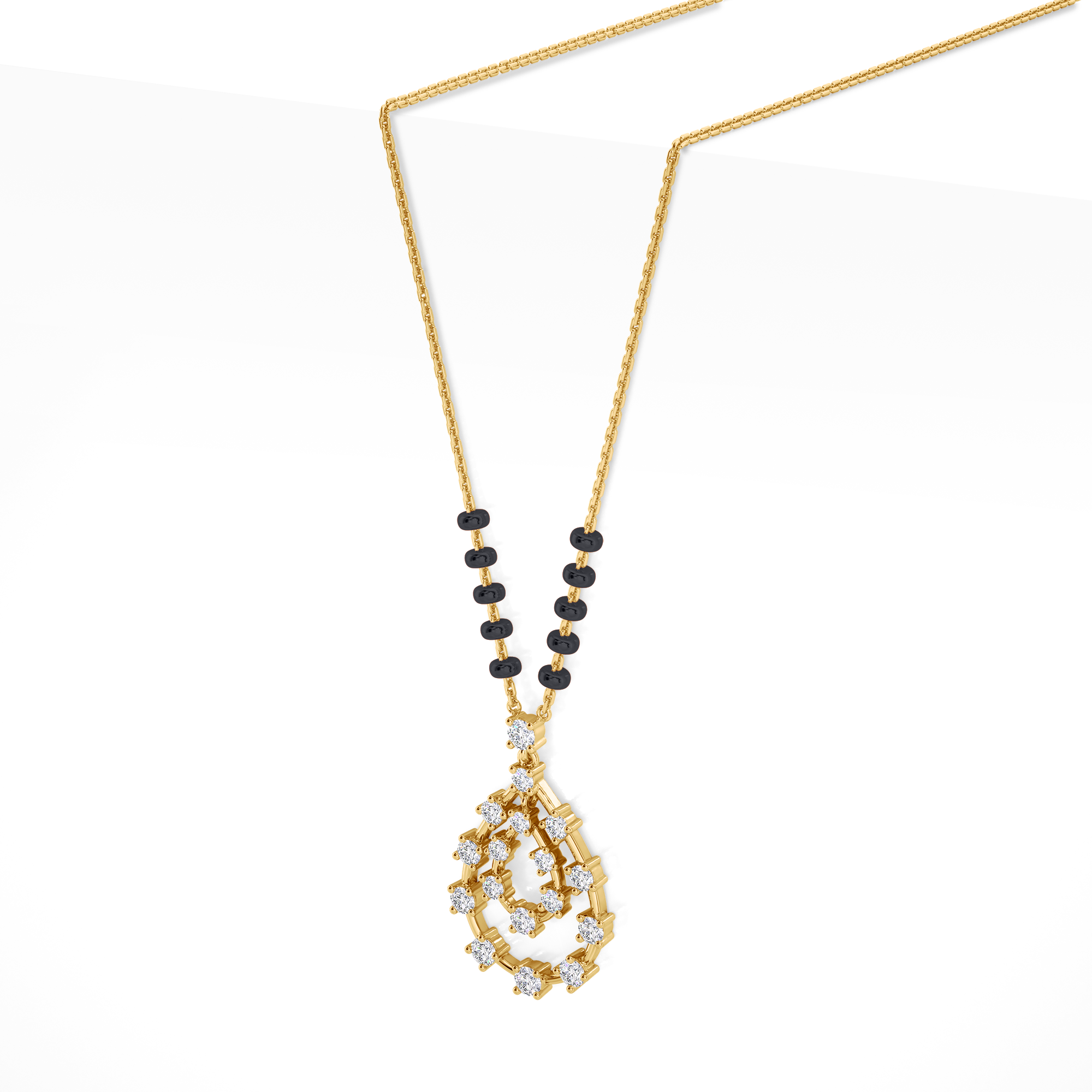 Misha Diamond Mangalsutra Customizable modern mangalsutra handmade in 18 karat yellow gold side view