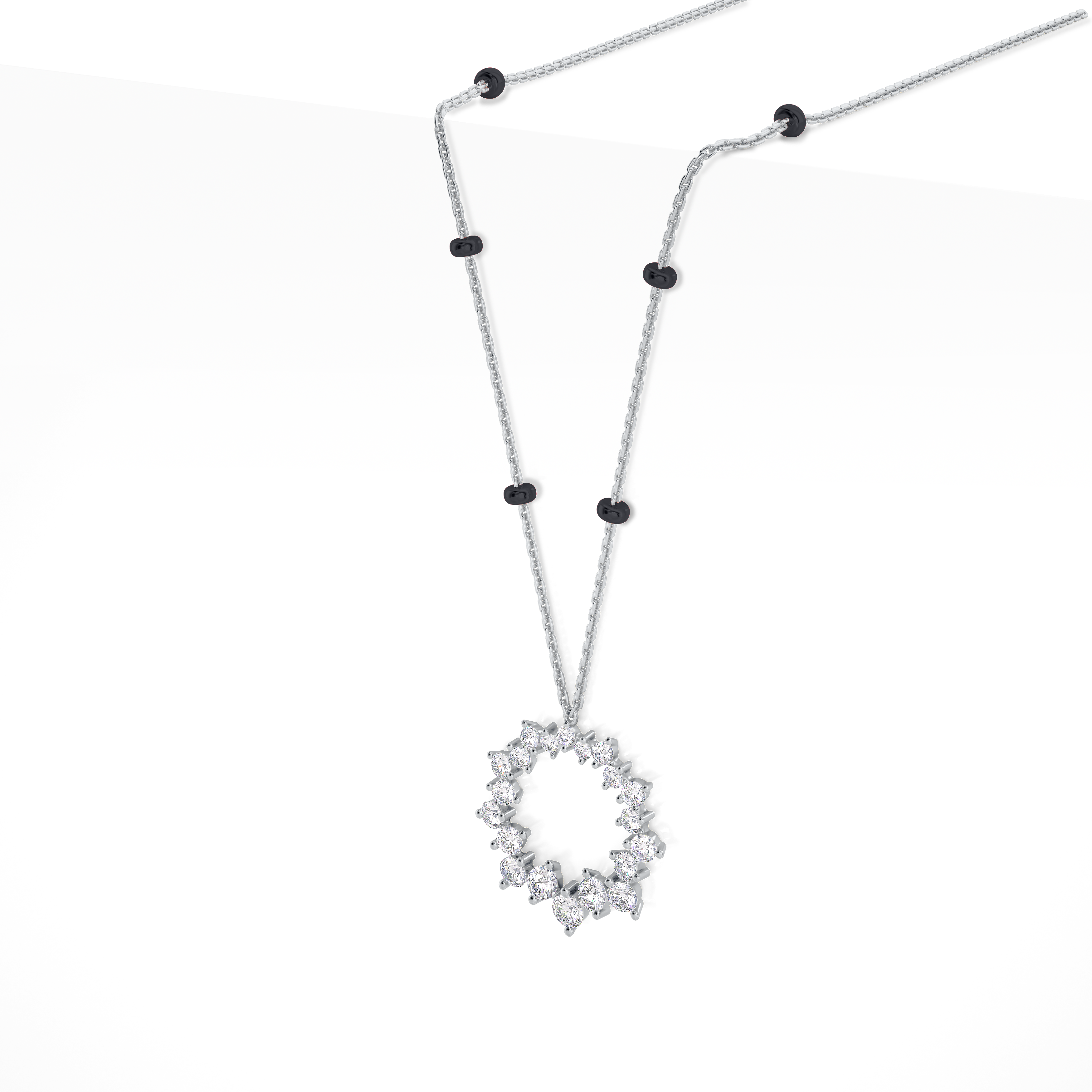 Mita Diamond Mangalsutra Customizable modern mangalsutra handmade in 18 karat white gold side view