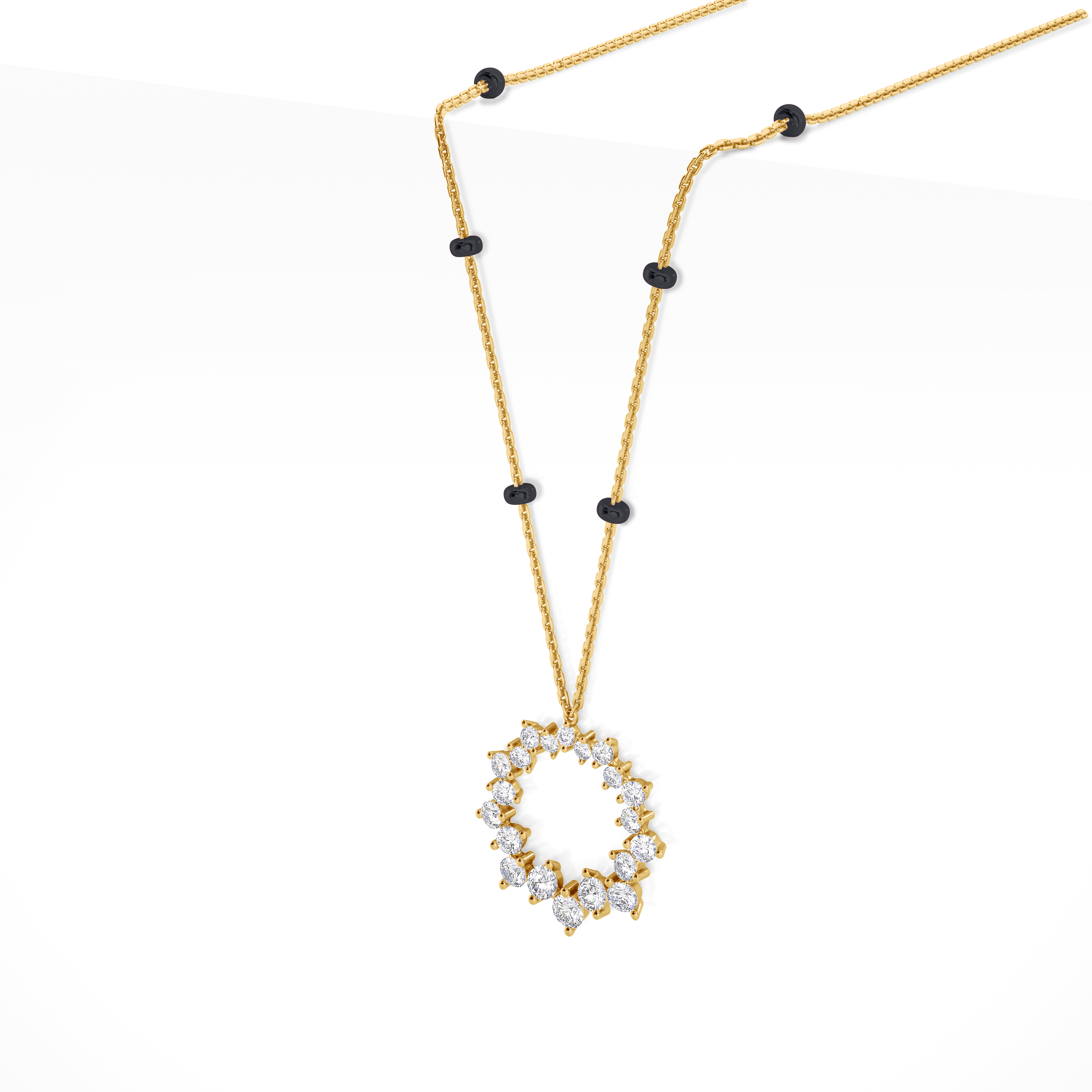 Mita Diamond Mangalsutra Customizable modern mangalsutra handmade in 18 karat yellow gold side view