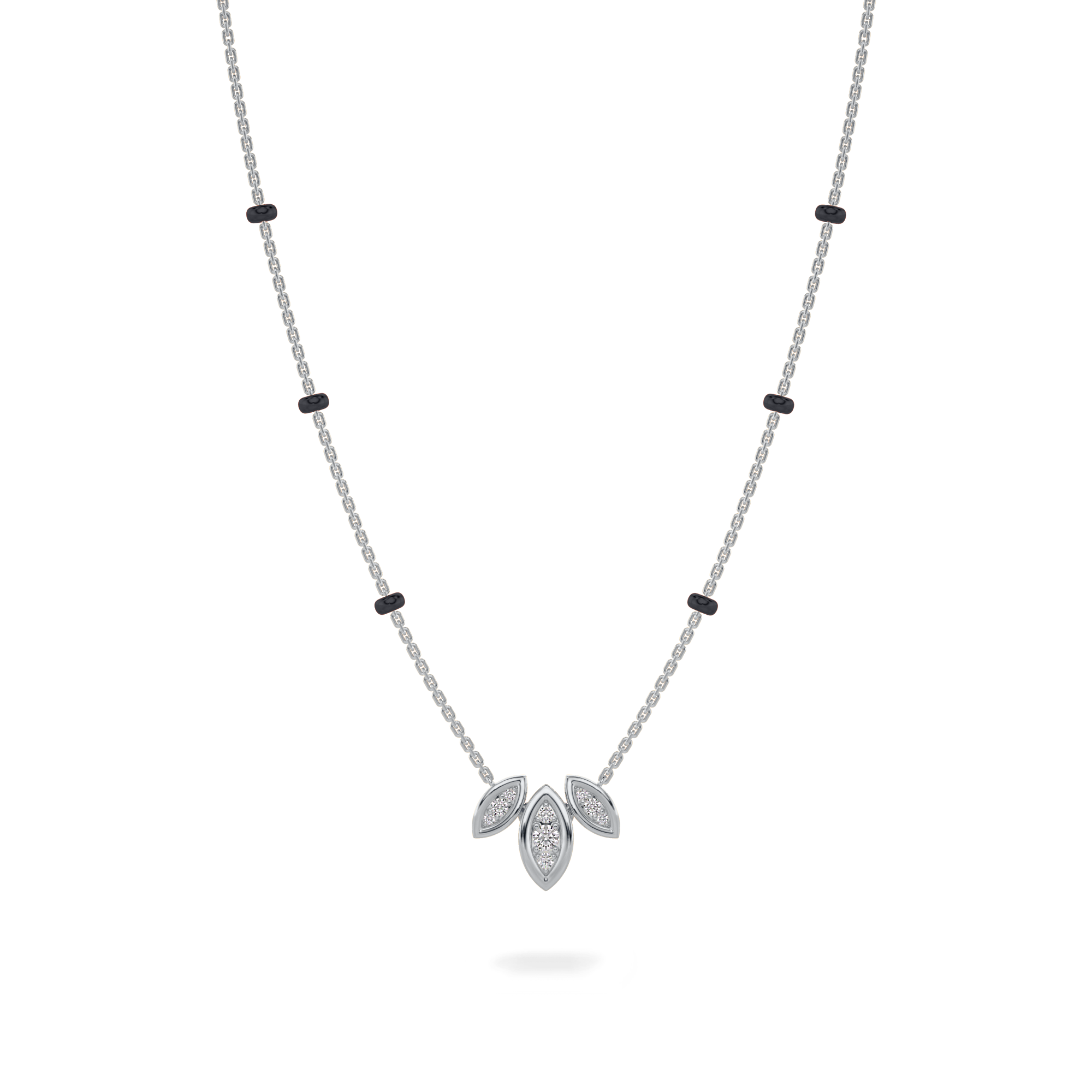 Mitali Diamond Mangalsutra Customizable modern mangalsutra handmade in 18 karat white gold front view