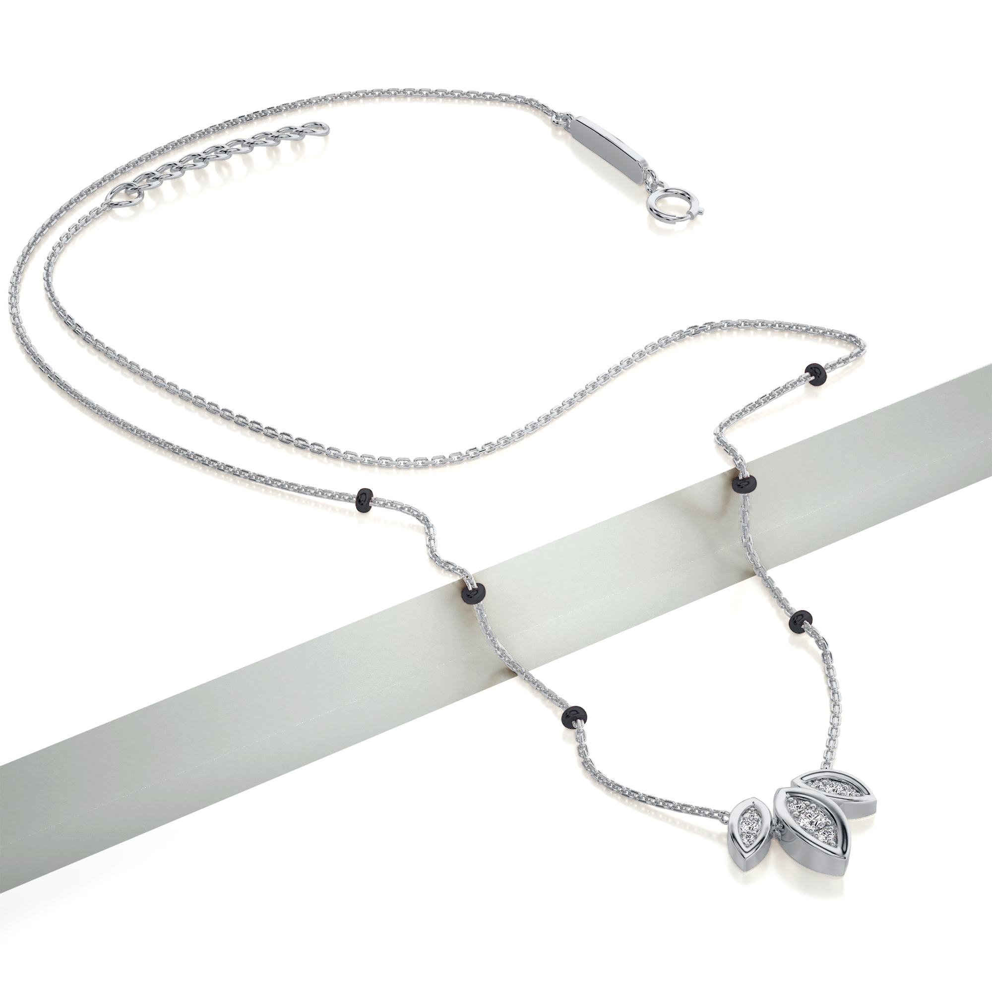 Mitali Diamond Mangalsutra Customizable modern mangalsutra handmade in 18 karat white gold side view