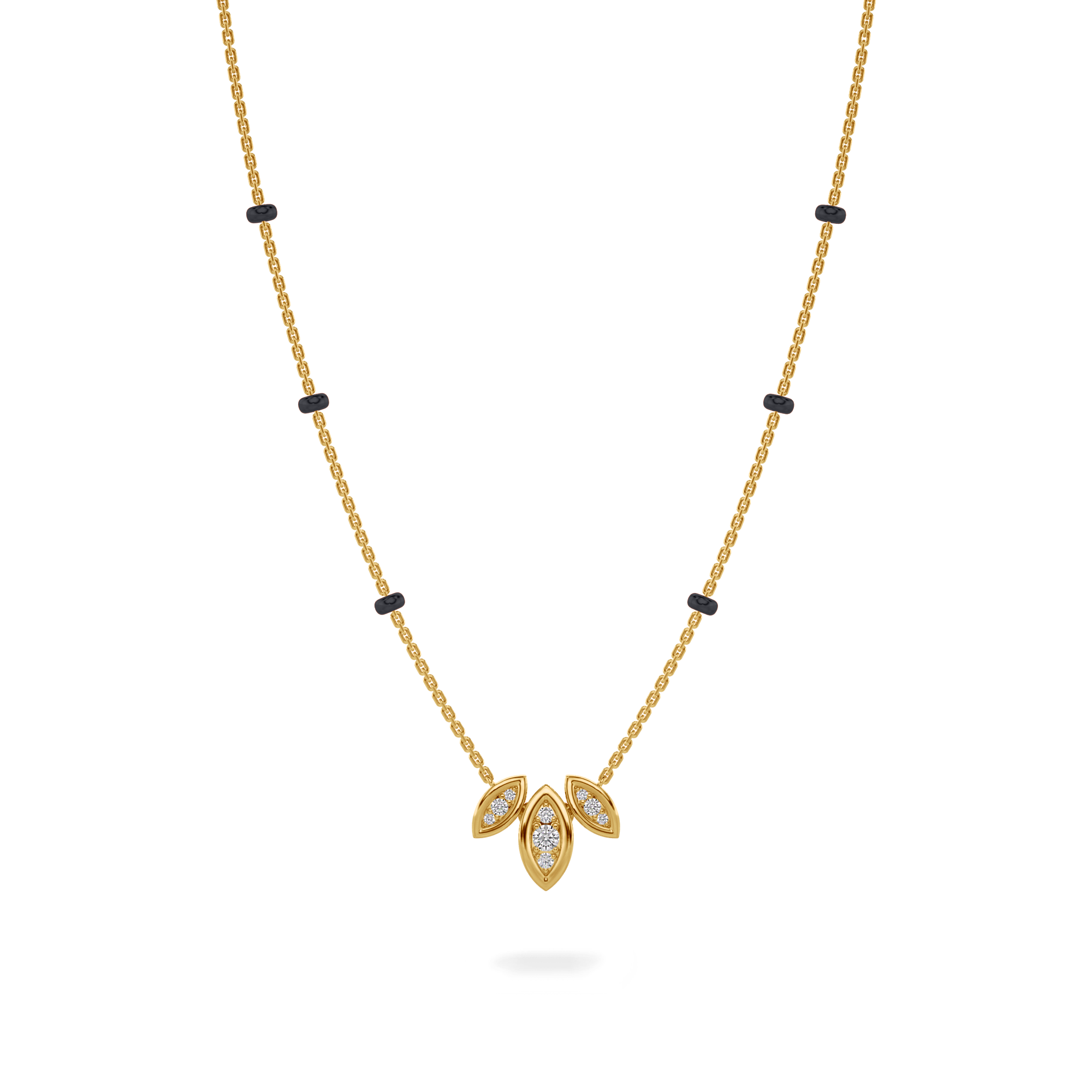 Mitali Diamond Mangalsutra Customizable modern mangalsutra handmade in 18 karat yellow gold front view