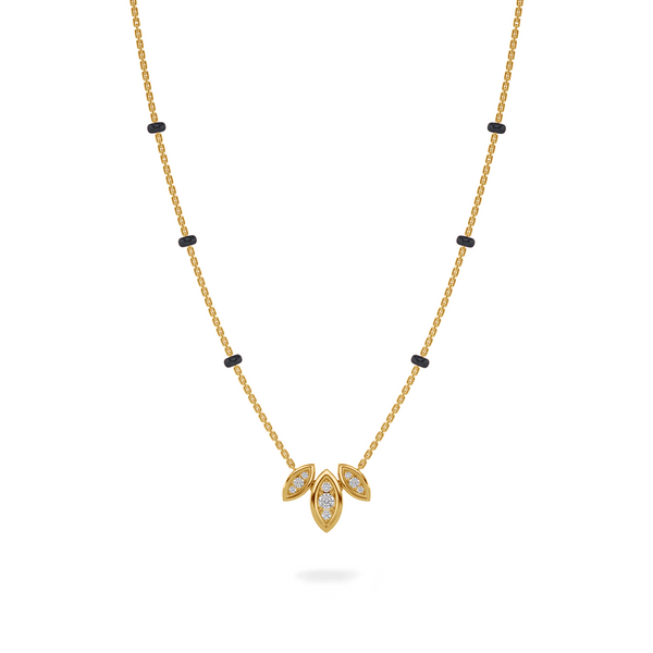 Mitali Diamond Mangalsutra Customizable modern mangalsutra handmade in 18 karat yellow gold front view