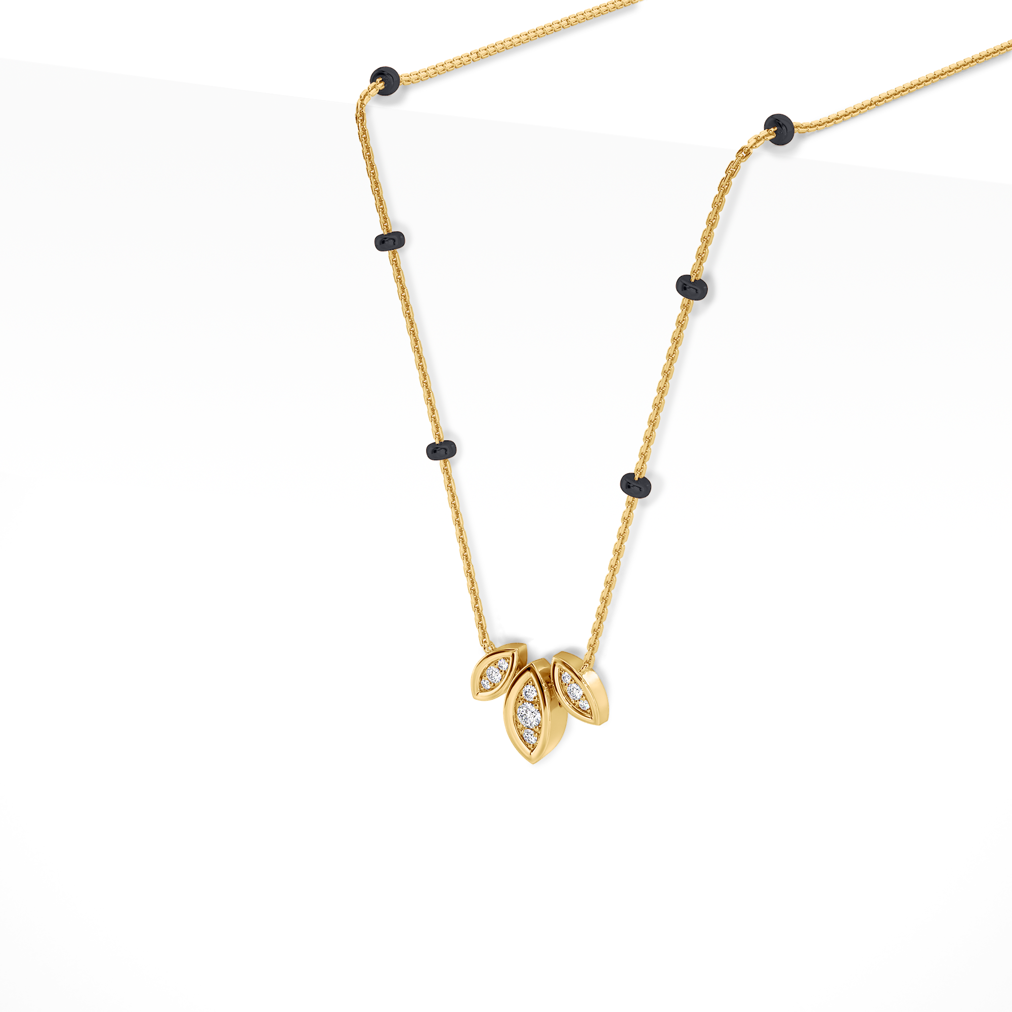 Mitali Diamond Mangalsutra Customizable modern mangalsutra handmade in 18 karat yellow gold top view