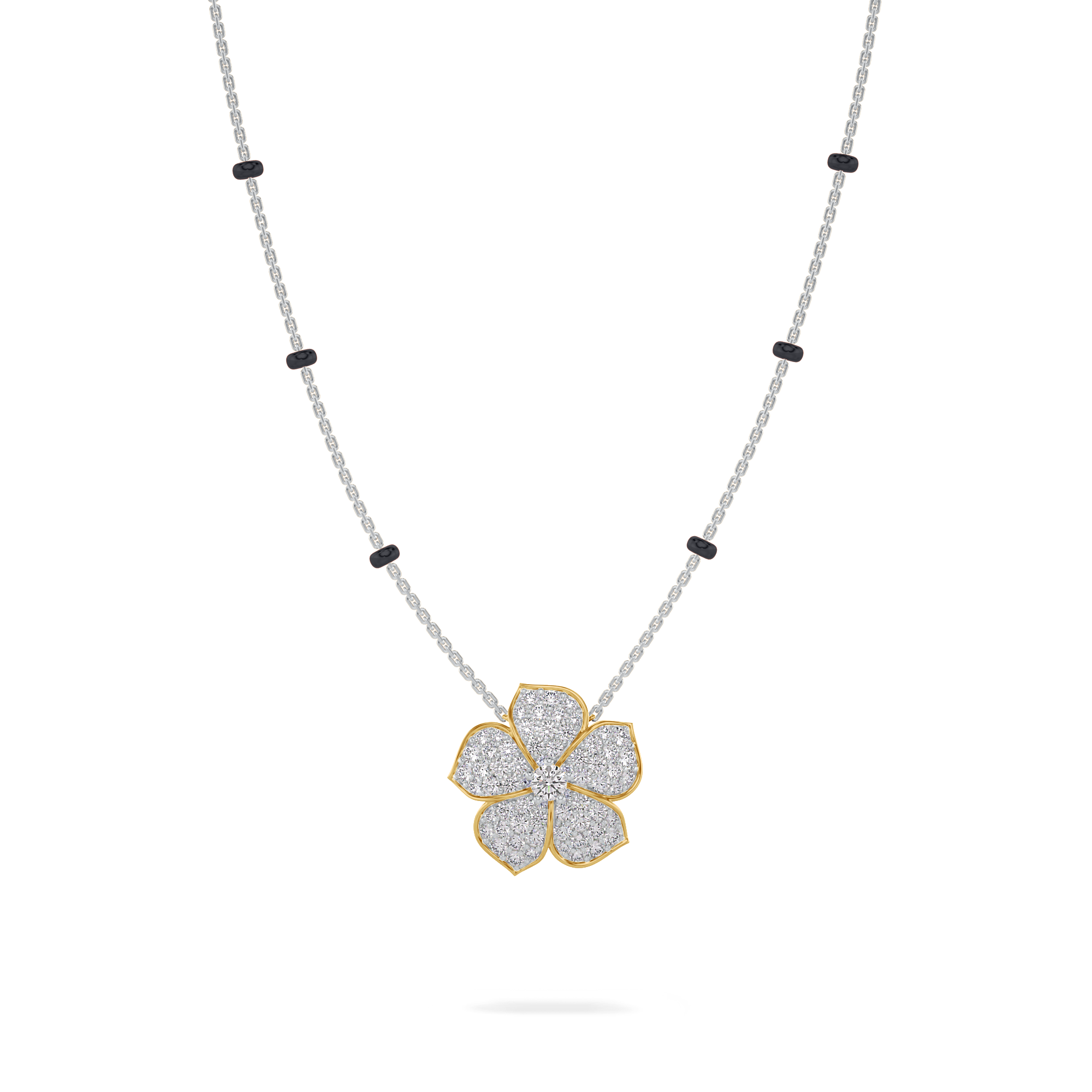 Myra Diamond Mangalsutra Customizable modern mangalsutra handmade in 18 karat white gold front view