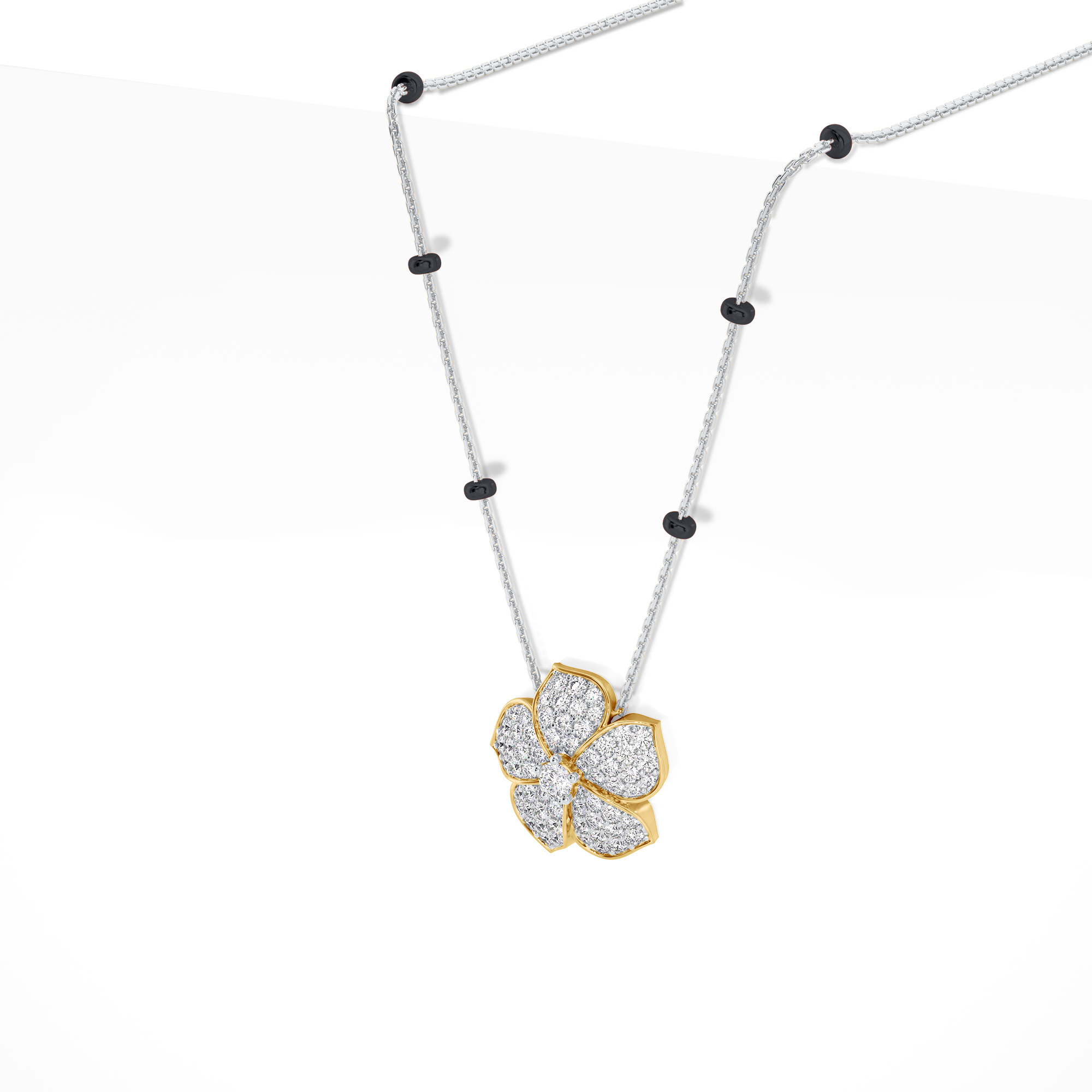 Myra Diamond Mangalsutra Customizable modern mangalsutra handmade in 18 karat white gold side view