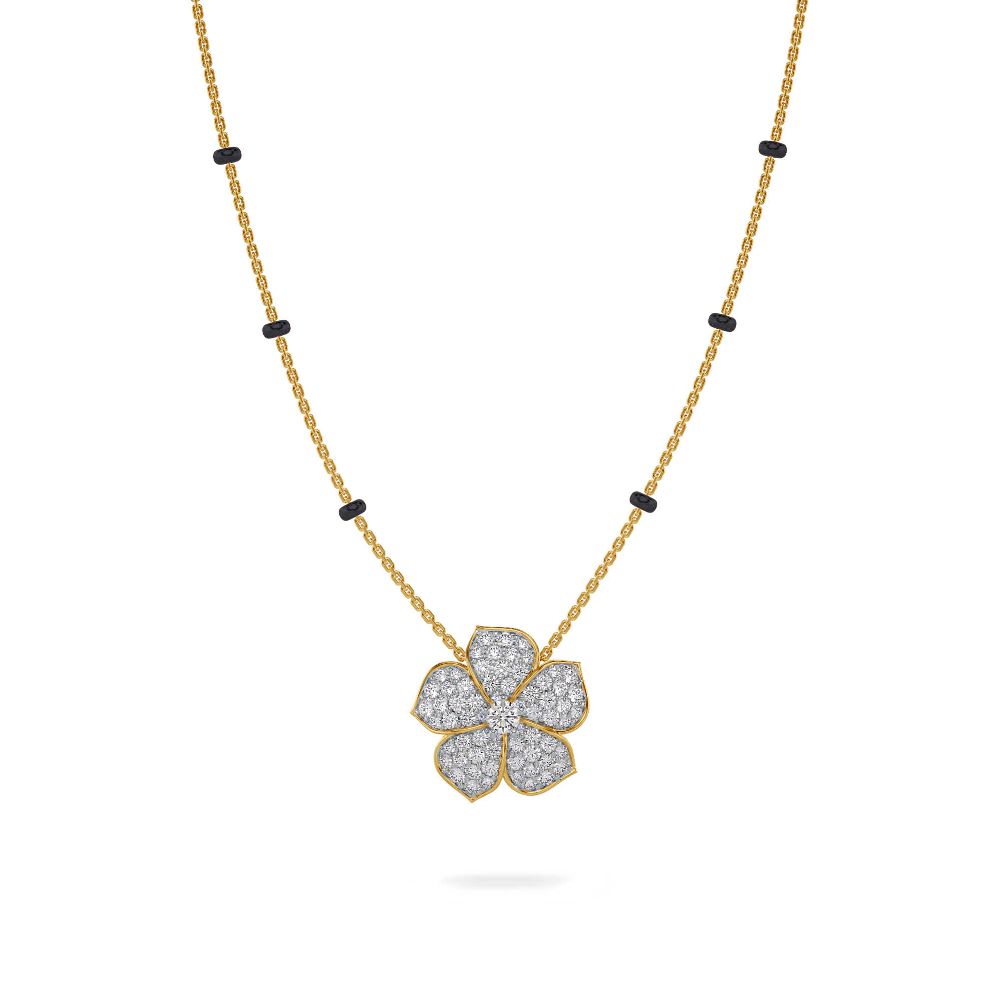 Myra Diamond Mangalsutra Customizable modern mangalsutra handmade in 18 karat yellow gold front view