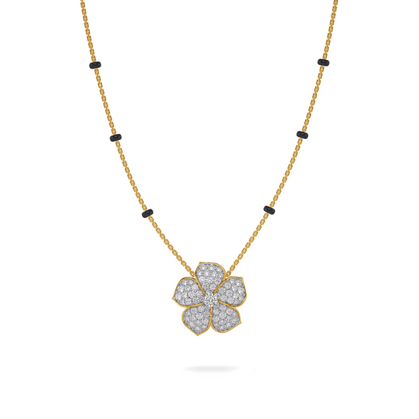 Myra Diamond Mangalsutra Customizable modern mangalsutra handmade in 18 karat yellow gold front view