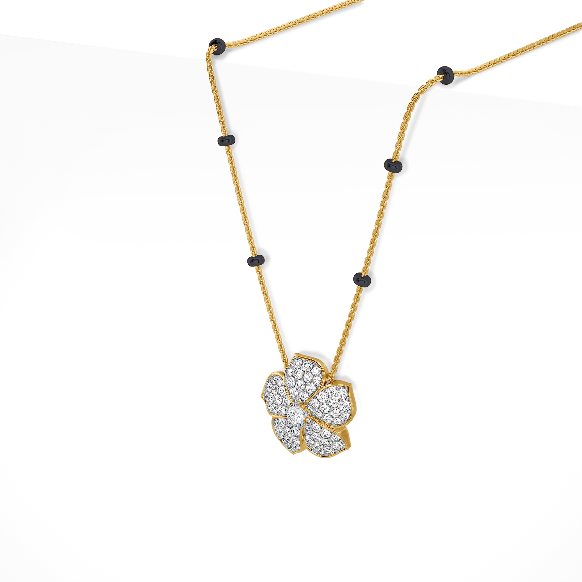 Myra Diamond Mangalsutra Customizable modern mangalsutra handmade in 18 karat yellow gold side view