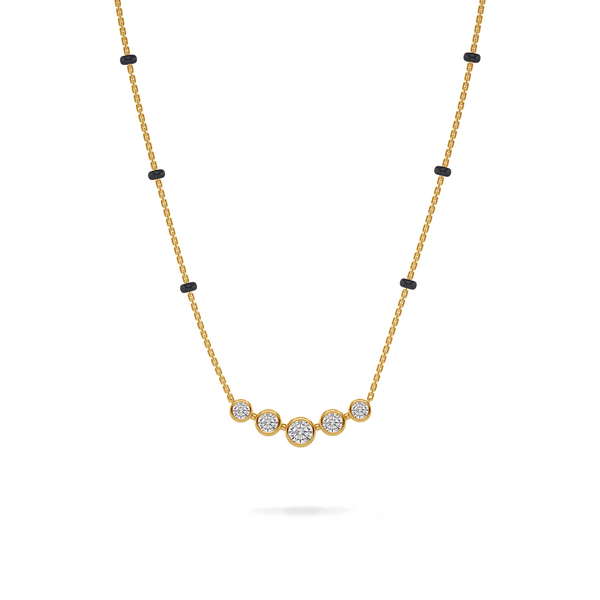 Nadia Diamond Mangalsutra Customizable modern mangalsutra handmade in 18 karat yellow gold front view