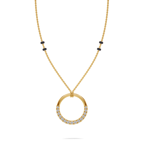 Naya Diamond Mangalsutra Customizable modern mangalsutra handmade in 18 karat yellow gold front view
