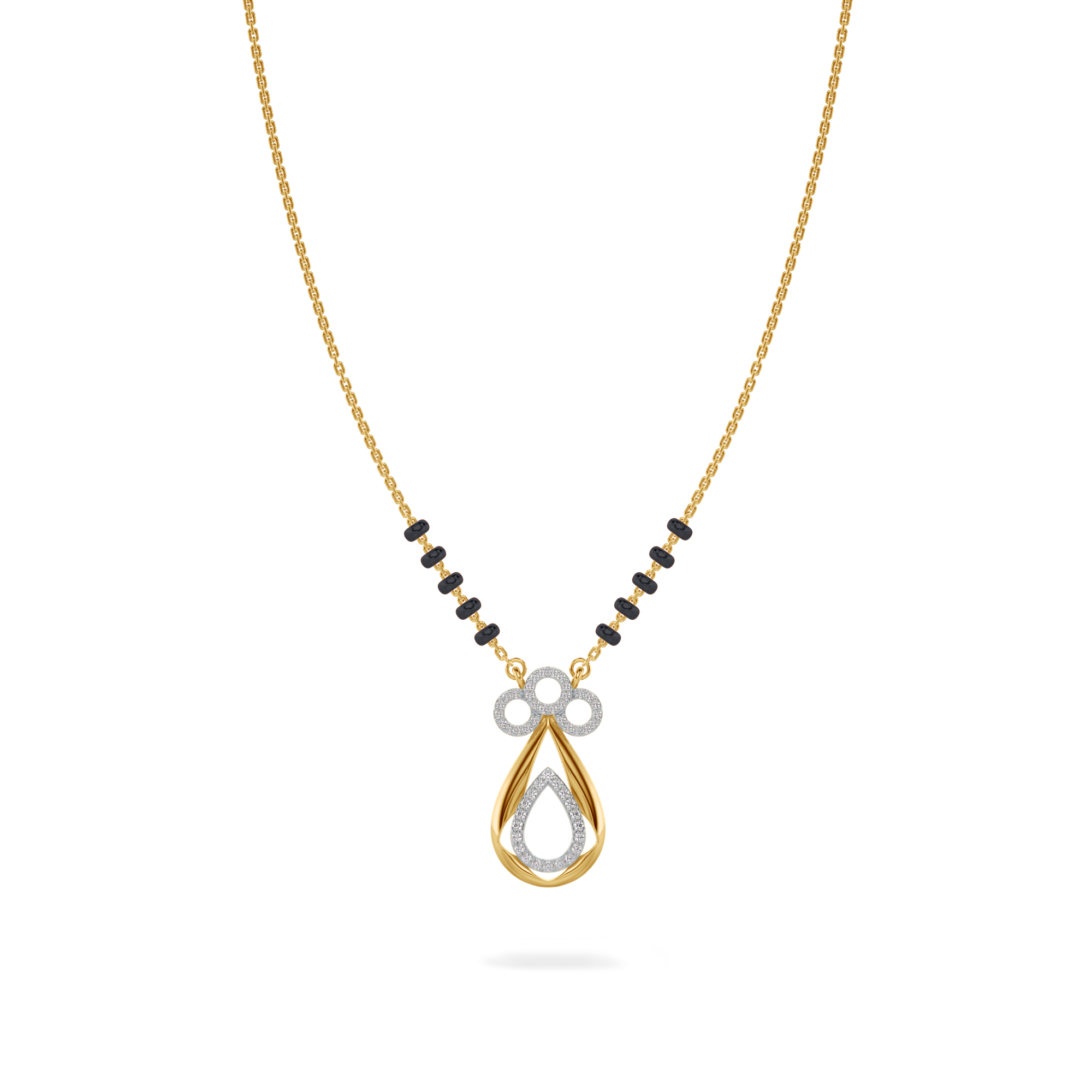 Neha Diamond Mangalsutra Customizable modern mangalsutra handmade in 18 karat yellow gold front view