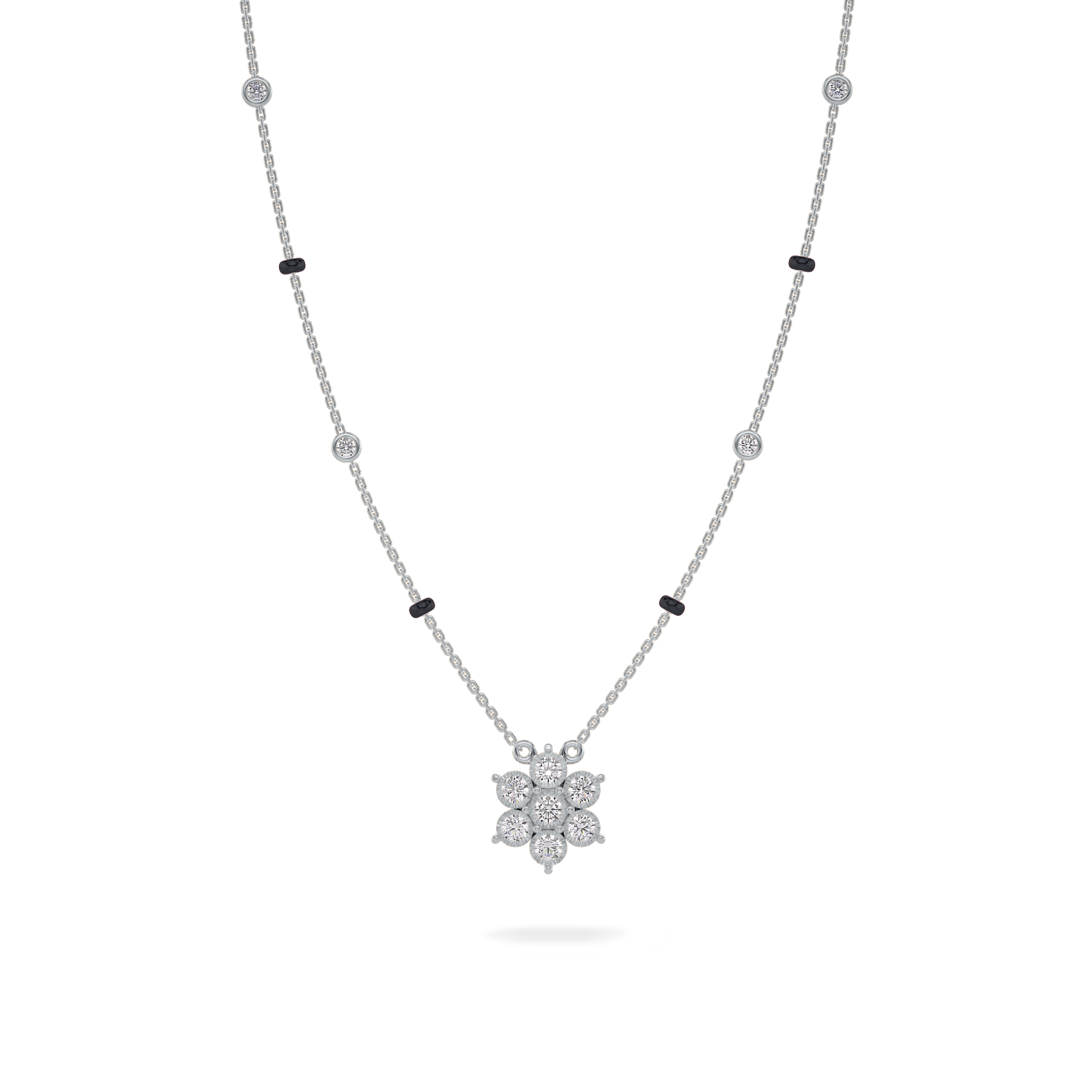 Prachi Diamond Mangalsutra Customizable modern mangalsutra handmade in 18 karat white gold front view