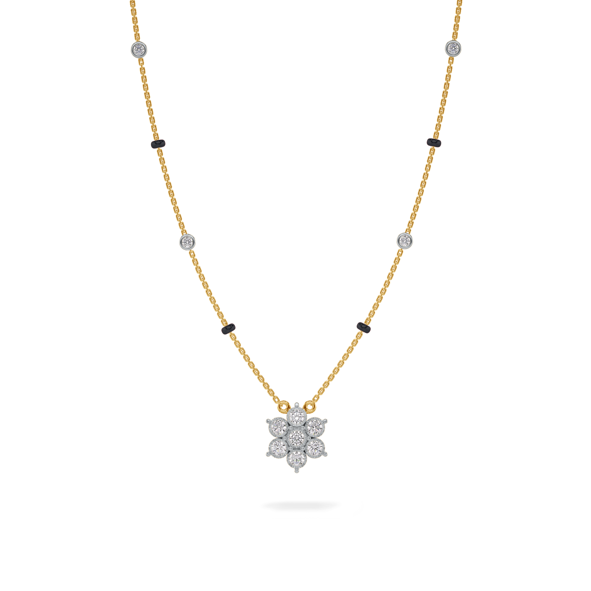 Prachi Diamond Mangalsutra Customizable modern mangalsutra handmade in 18 karat yellow gold front view