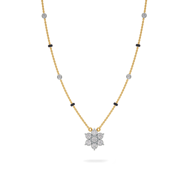 Prachi Diamond Mangalsutra Customizable modern mangalsutra handmade in 18 karat yellow gold front view