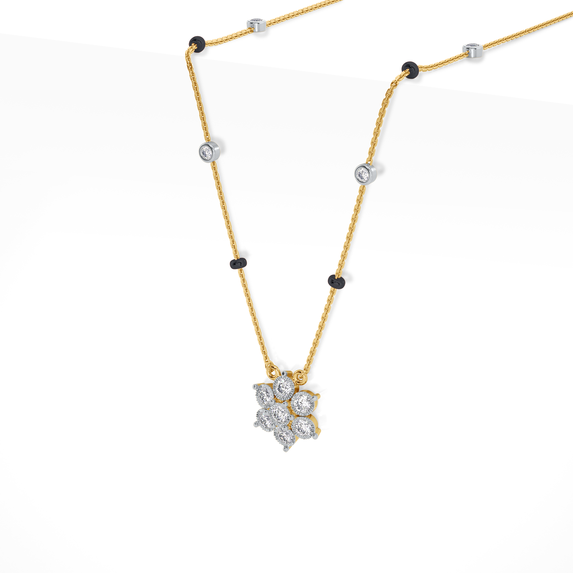 Prachi Diamond Mangalsutra Customizable modern mangalsutra handmade in 18 karat yellow gold side view