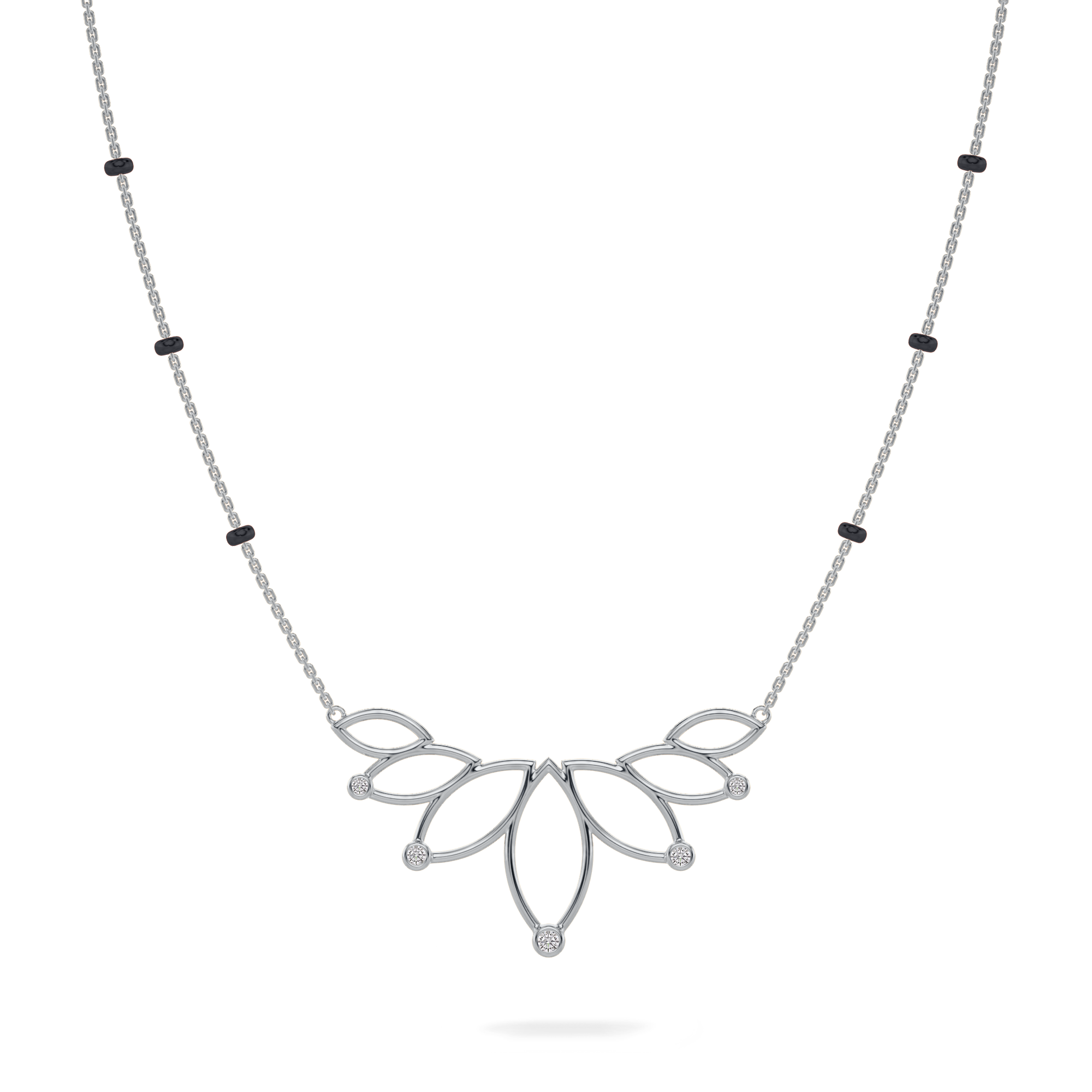 Rahi Diamond Mangalsutra Customizable modern mangalsutra handmade in 18 karat white gold front view