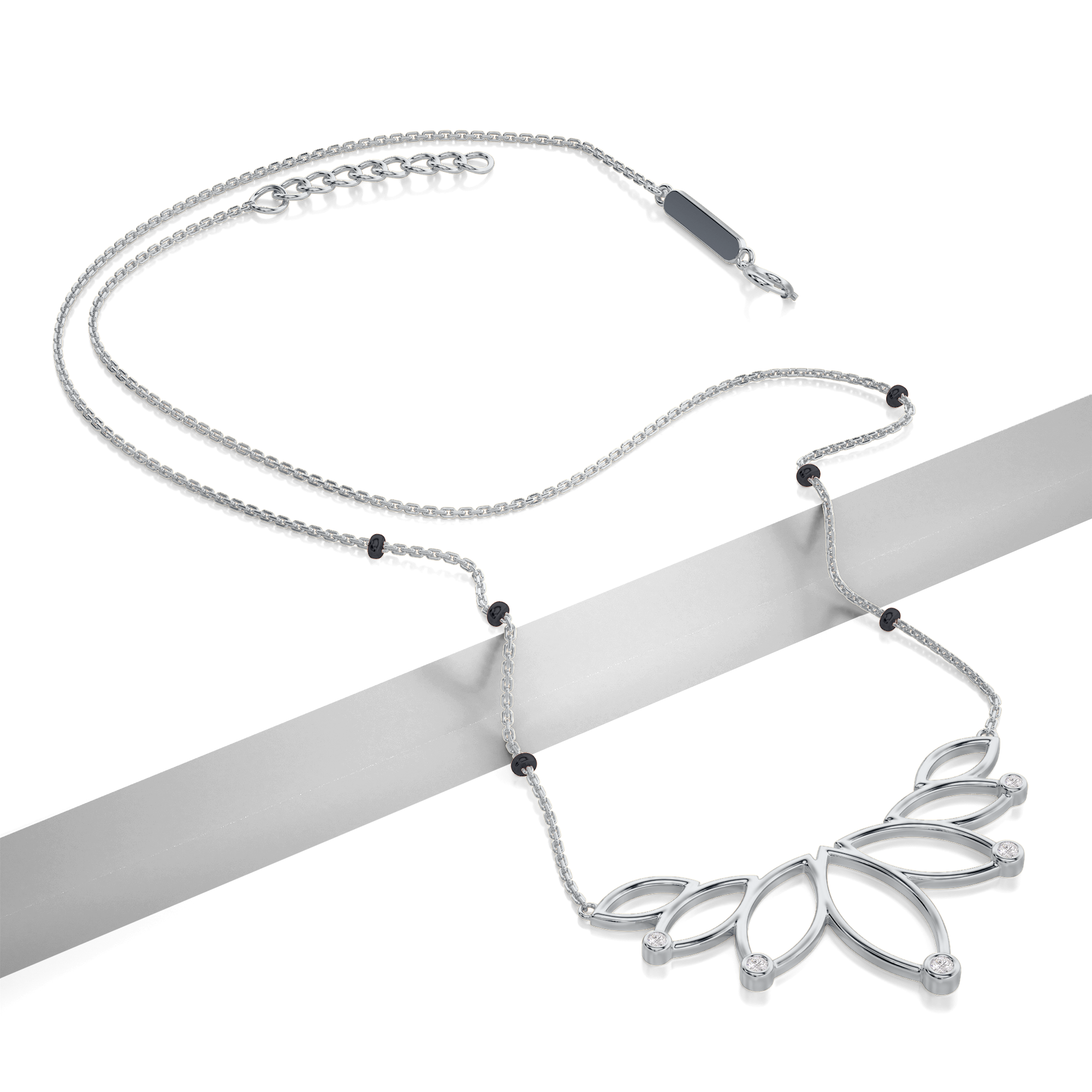 Rahi Diamond Mangalsutra Customizable modern mangalsutra handmade in 18 karat white gold top view