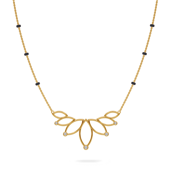 Rahi Diamond Mangalsutra Customizable modern mangalsutra handmade in 18 karat yellow gold front view