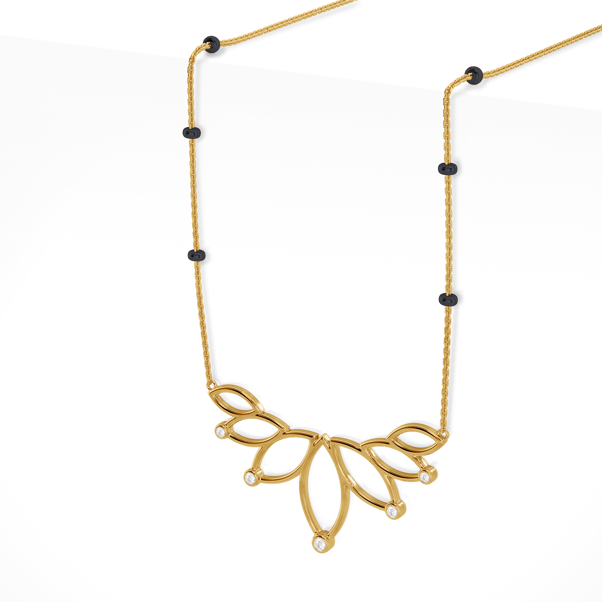 Rahi Diamond Mangalsutra Customizable modern mangalsutra handmade in 18 karat yellow gold side view