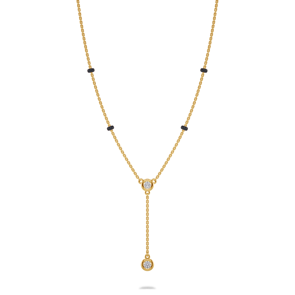 Sanaya Diamond Mangalsutra Customizable modern mangalsutra handmade in 18 karat yellow gold front view