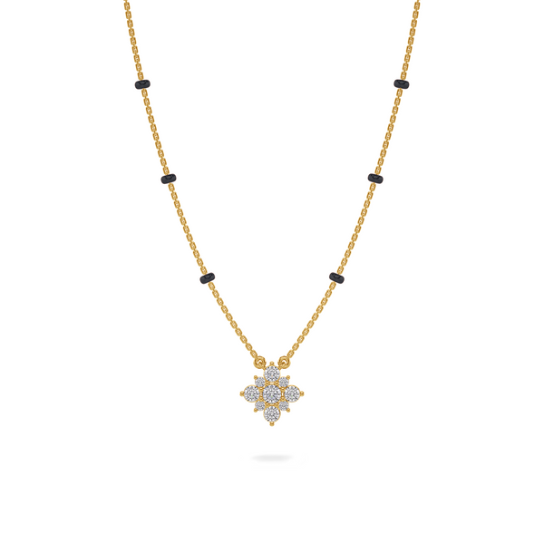 Sarika Diamond Mangalsutra Customizable modern mangalsutra handmade in 18 karat yellow gold front view