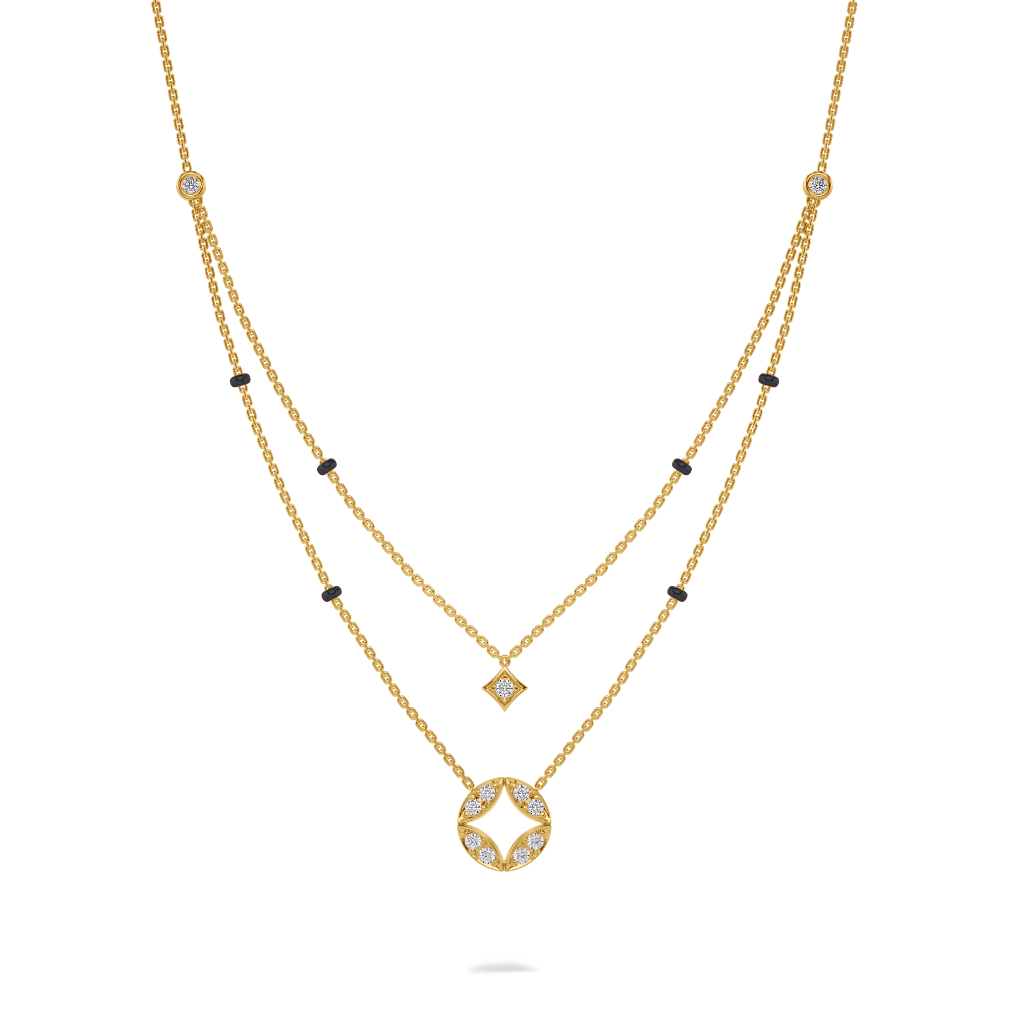 Saumya Diamond Mangalsutra Customizable modern mangalsutra handmade in 18 karat yellow gold front view