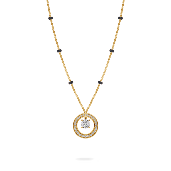 Tara Diamond Mangalsutra Customizable modern mangalsutra handmade in 18 karat yellow gold front view